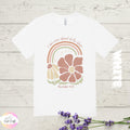 Christian T-Shirt, Proverbs 31:25, Boho Floral Rainbow Tee