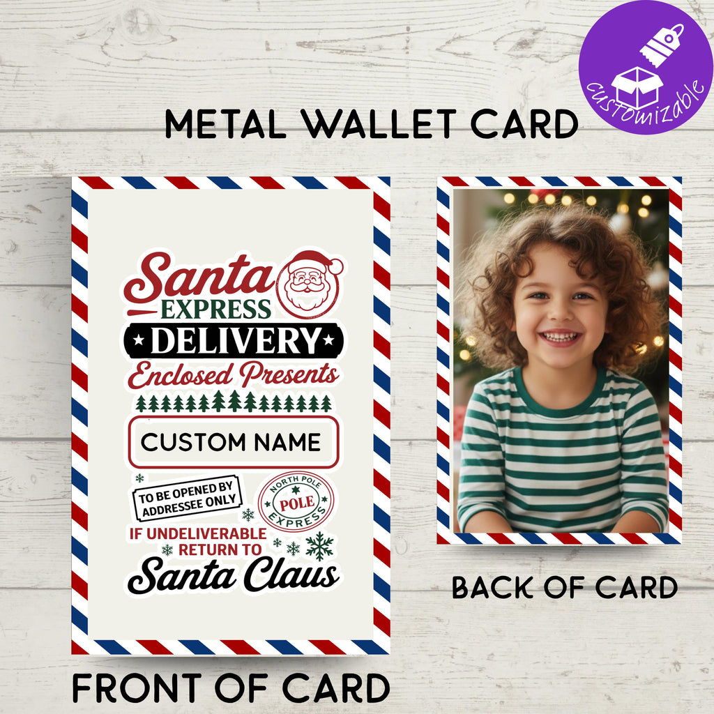 Personalized Santa Photo Metal Wallet Card, Christmas Keepsake