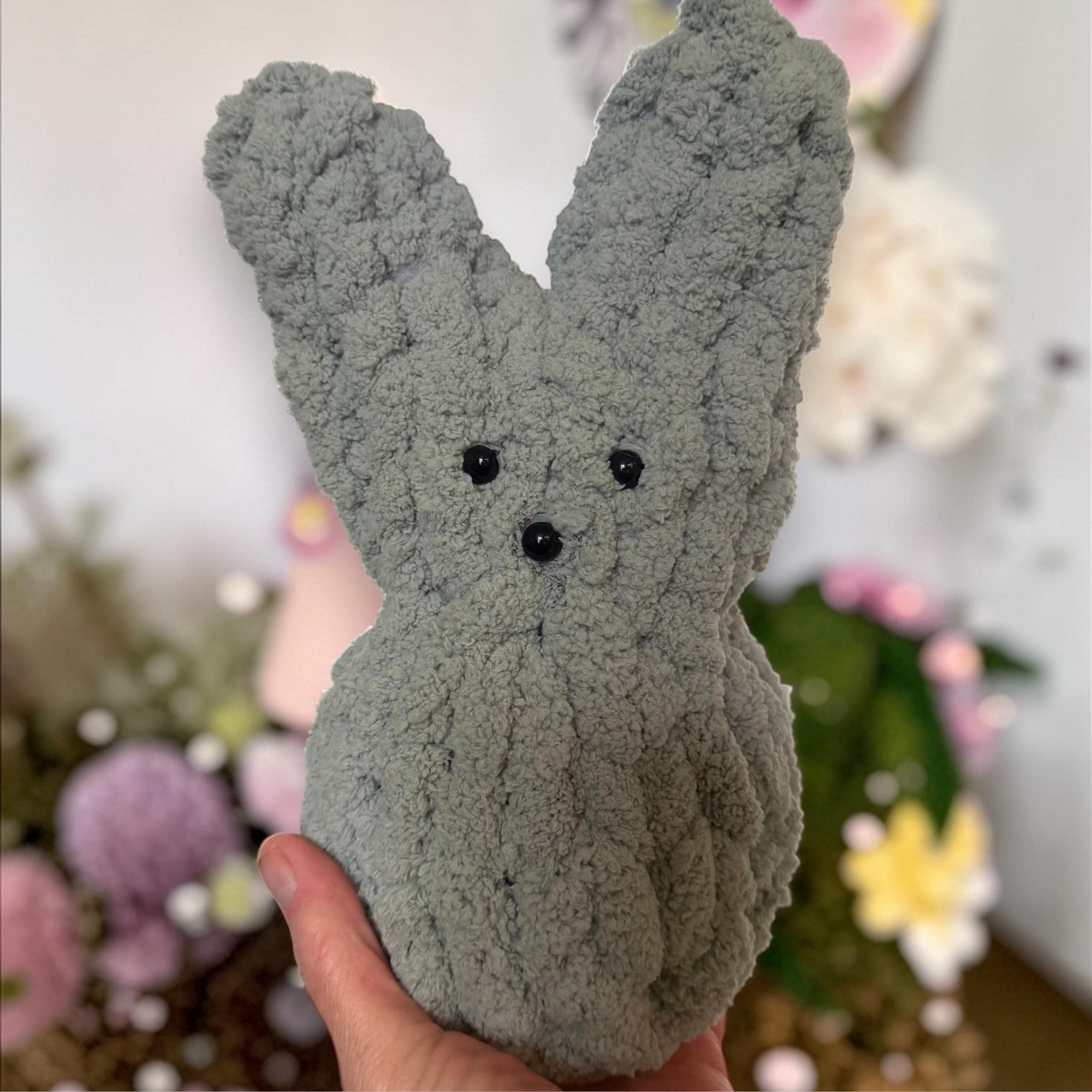 Chunky Knit Easter Peep Plush | Stuffed Bunny Toy | Crochet Baby Bunny Basket Stuffer | Pastel Spring Home Decor | Rustic Handmade Gift