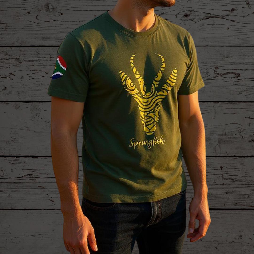 Springbok Rugby T-Shirt: South Africa Supporter Tee, African Tribal Design