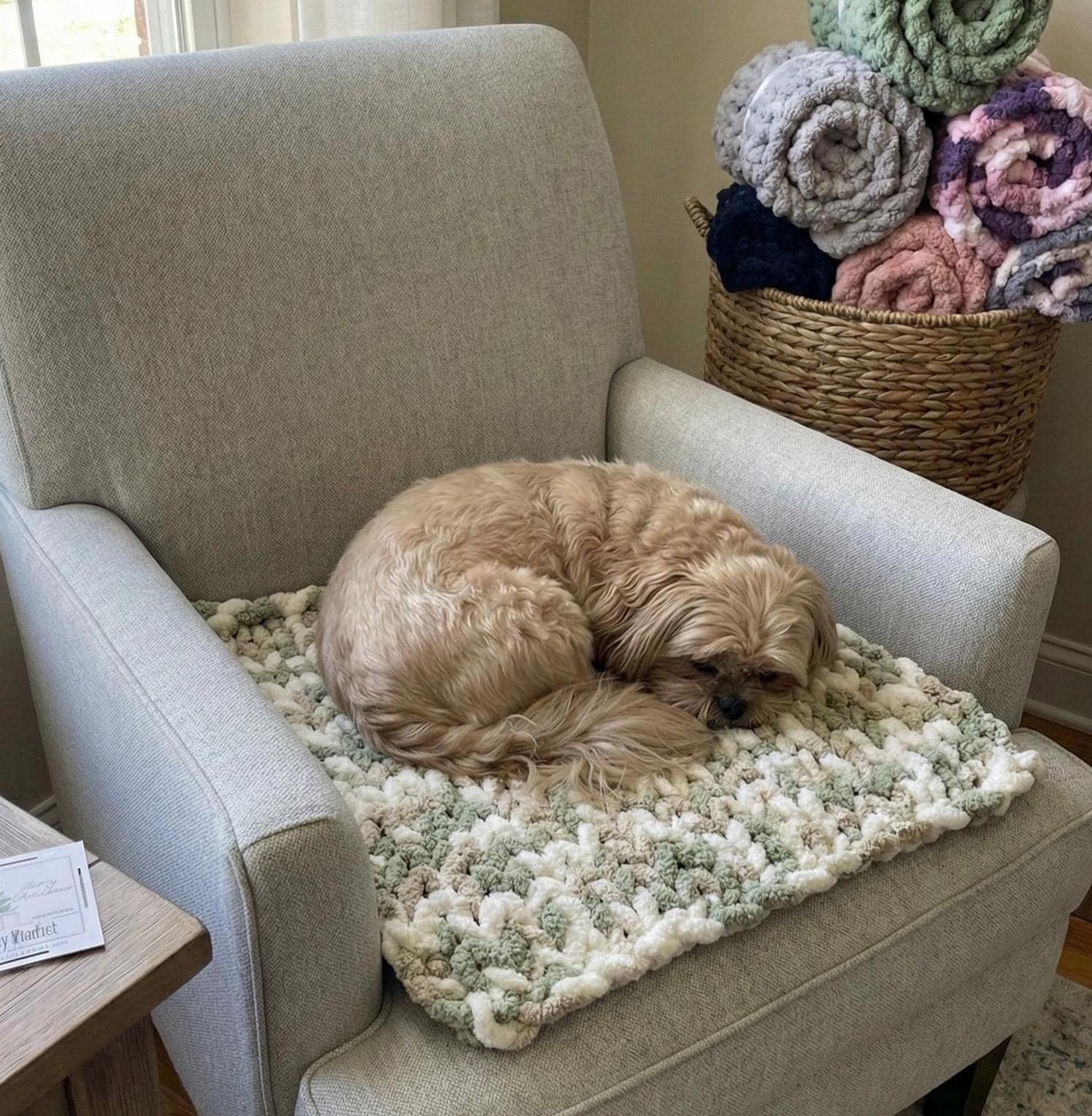 Custom Chunky Knit Dog Blanket, Soft Chenille Pet Bed, Washable Puppy Crate Liner, Hand Knitted Cat Mat, Boho Pet Gift, Pick Your Color