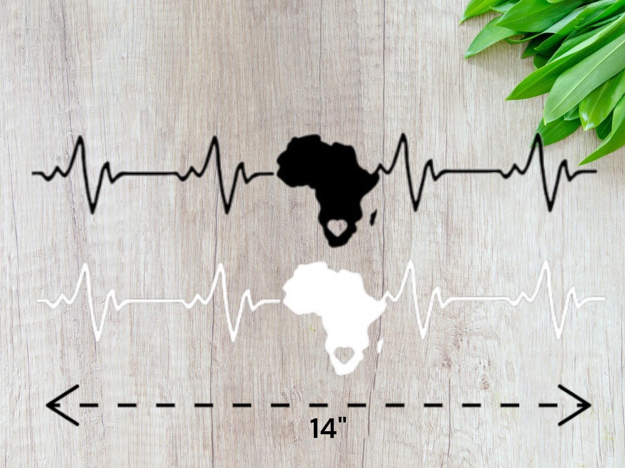 Africa Heartbeat Vinyl Car Decal: South Africa Silhouette Sticker