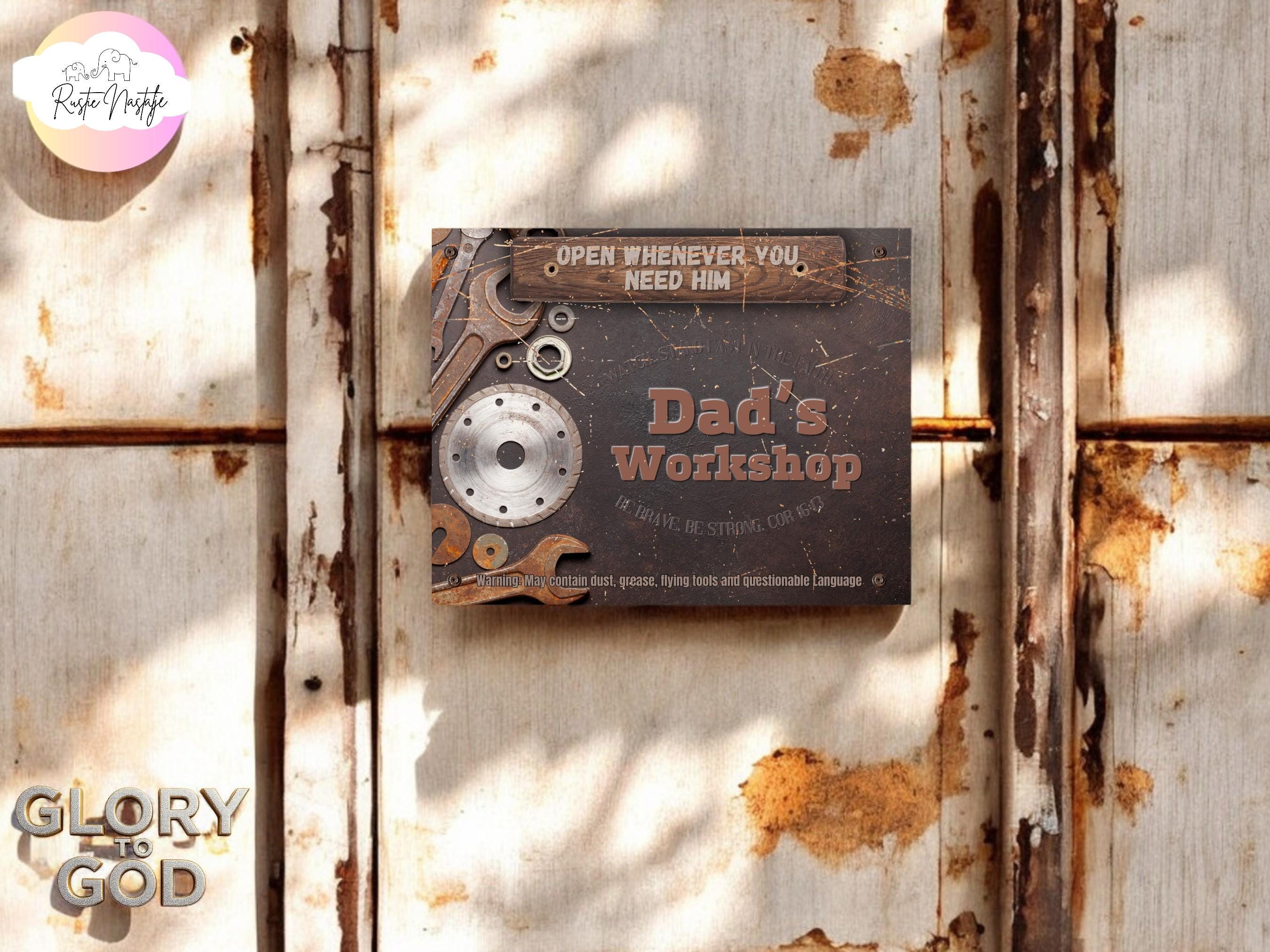 Custom Metal Workshop Sign: Vintage Garage Decor for Dad