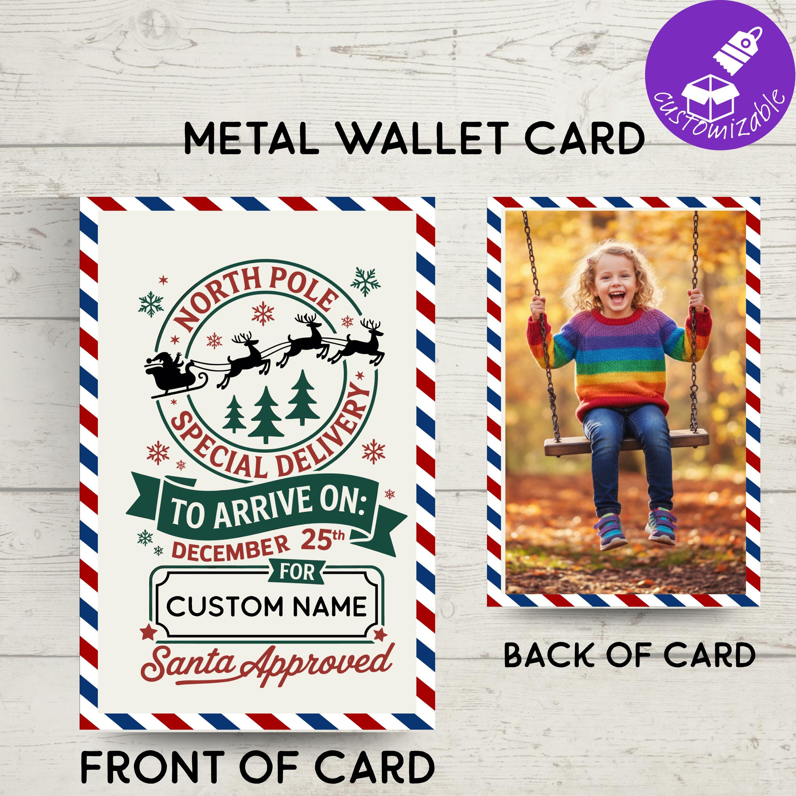 Personalized Santa Photo Metal Wallet Card, Christmas Keepsake