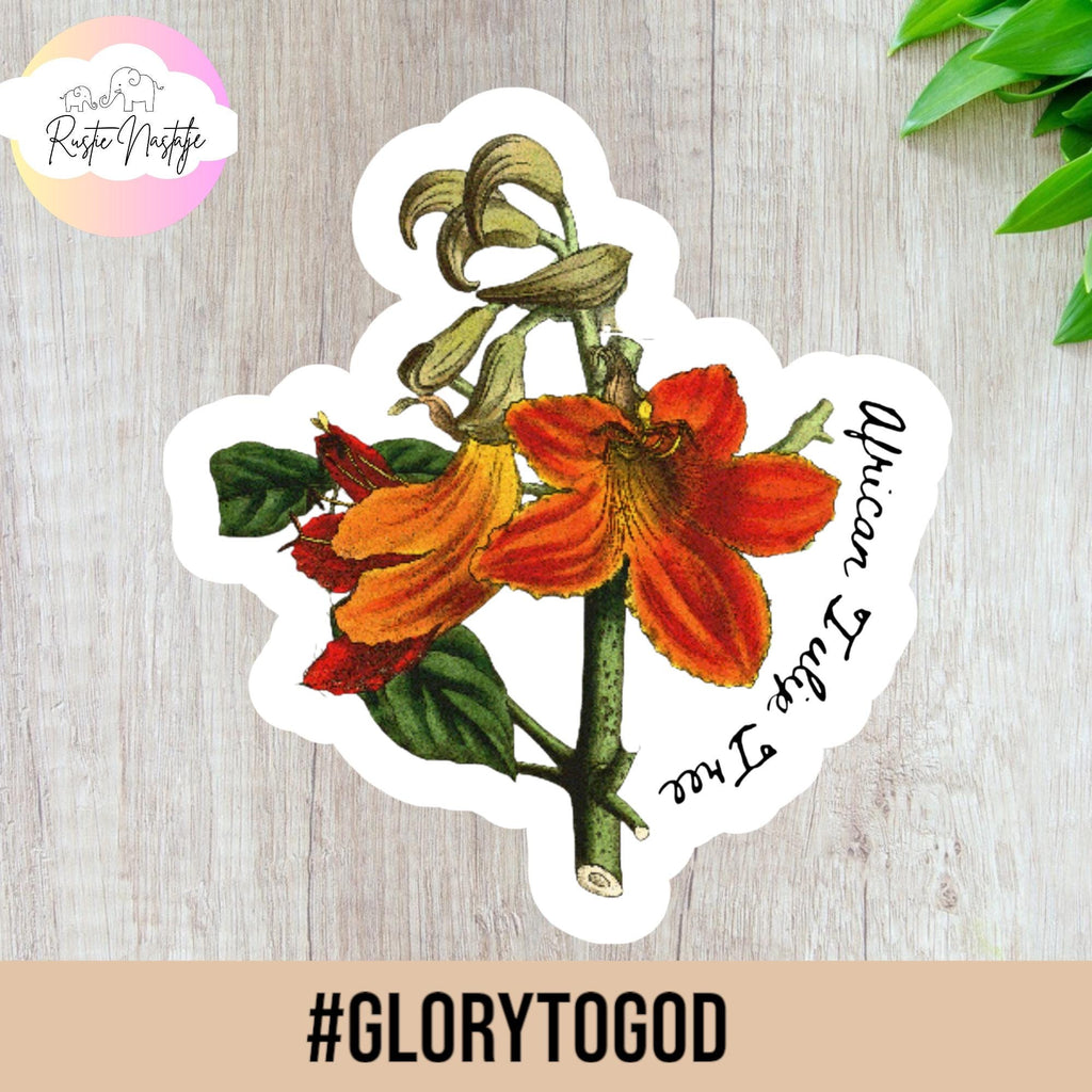 West African Flower Sticker Set: Botanical Decals for Laptop, Planner