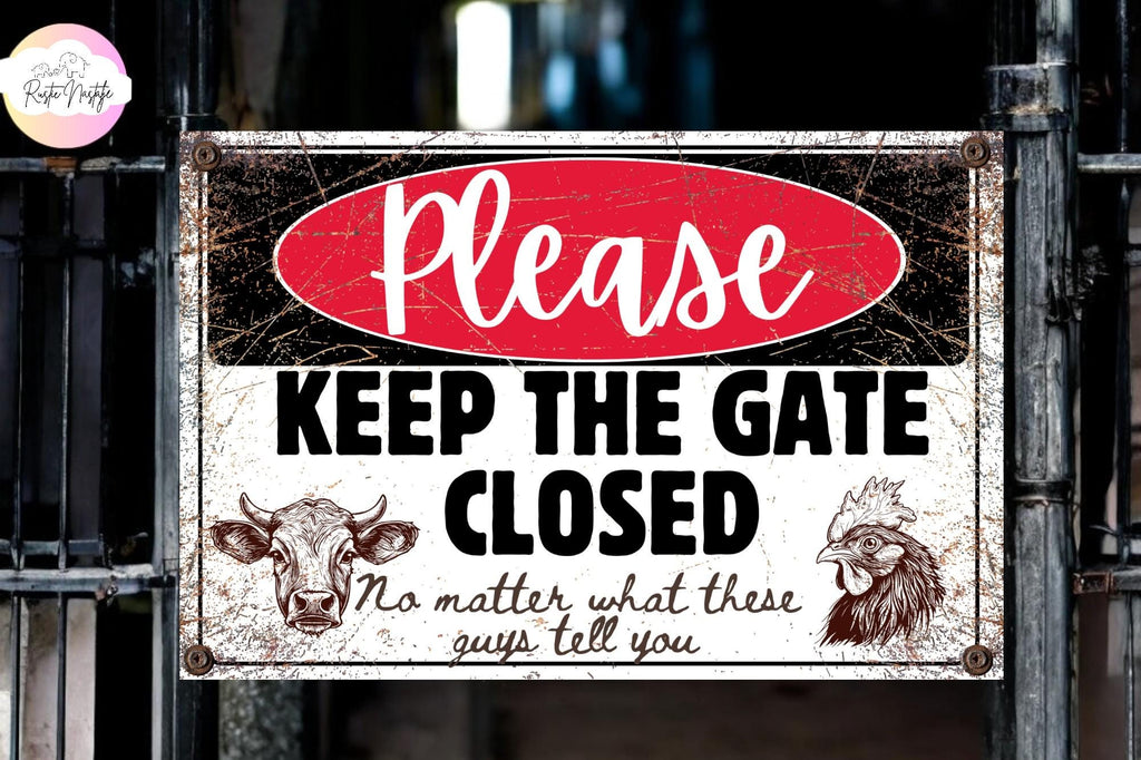 Personalized Farm Animal Gate Sign: Funny Distressed Aluminum Decor