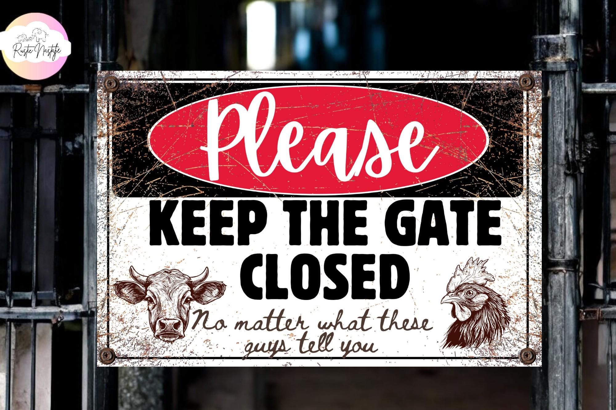 Personalized Farm Animal Gate Sign: Funny Distressed Aluminum Decor
