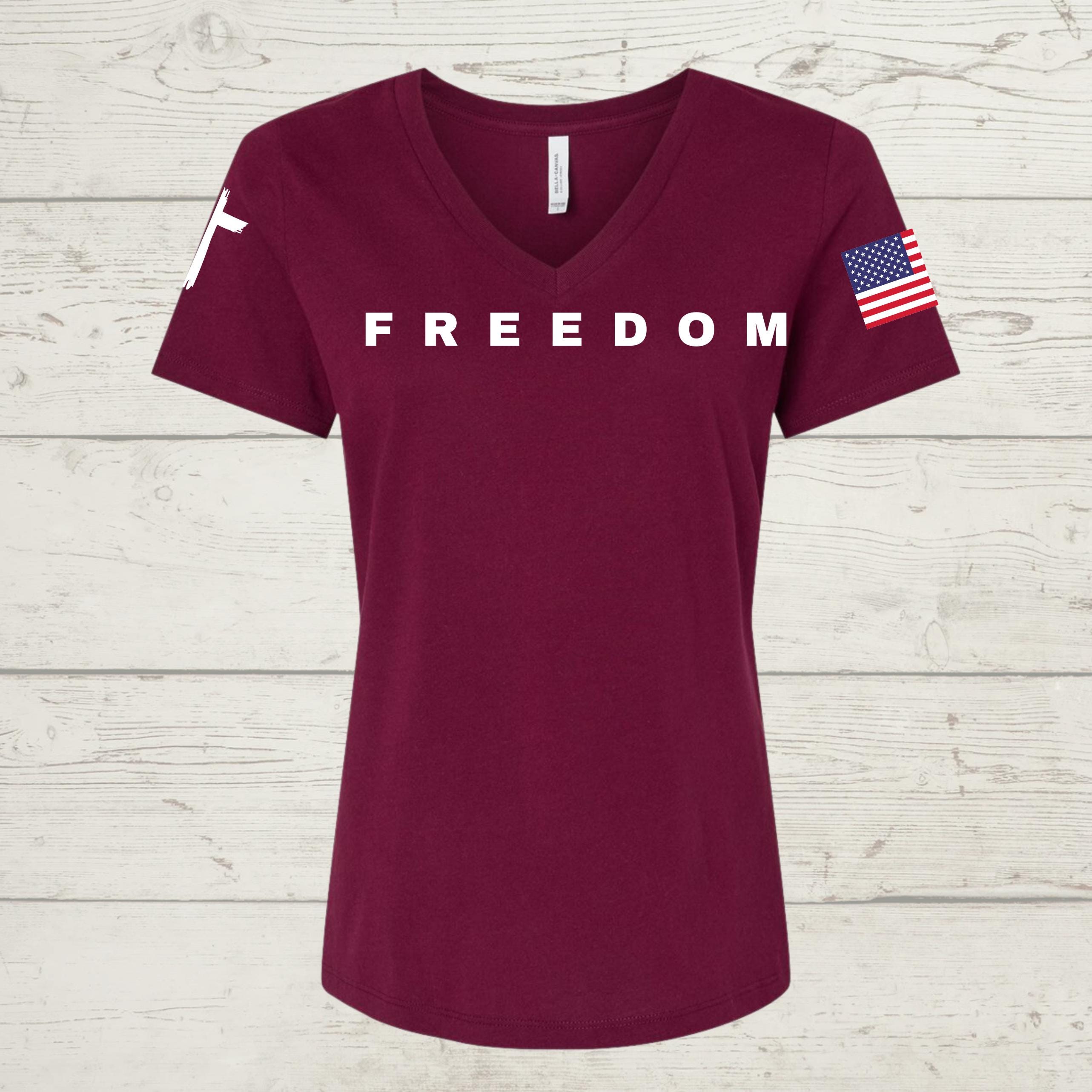Handmade Patriotic Christian T-Shirt: Freedom Flag Jesus Apparel Charlie Kirk