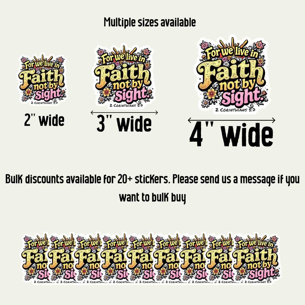 Faith Not By Sight Sticker: Christian Bible Verse Vinyl Decal