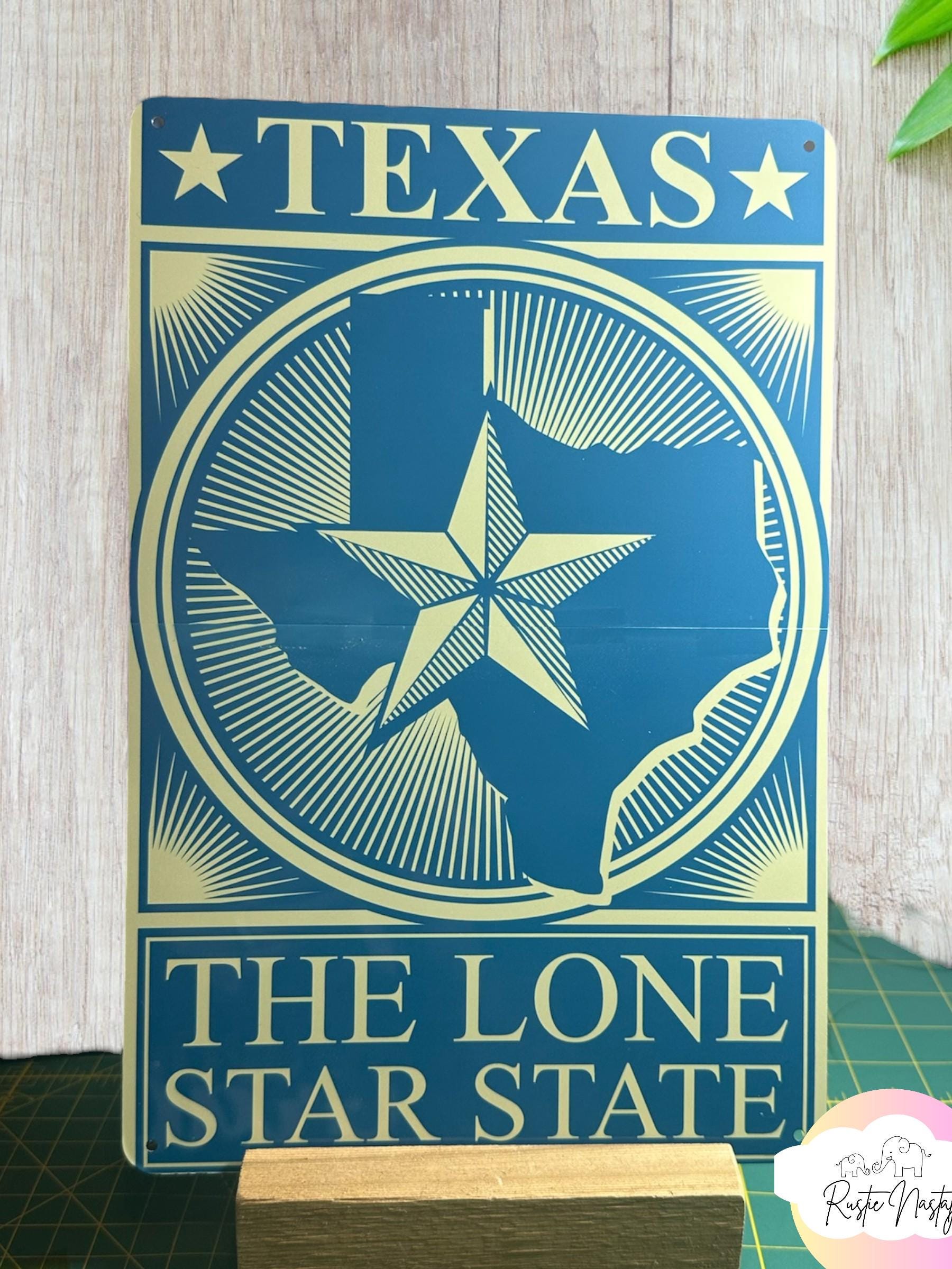 Custom Texas Metal Sign: Vintage Garage Decor, Man Cave Art (10x8)