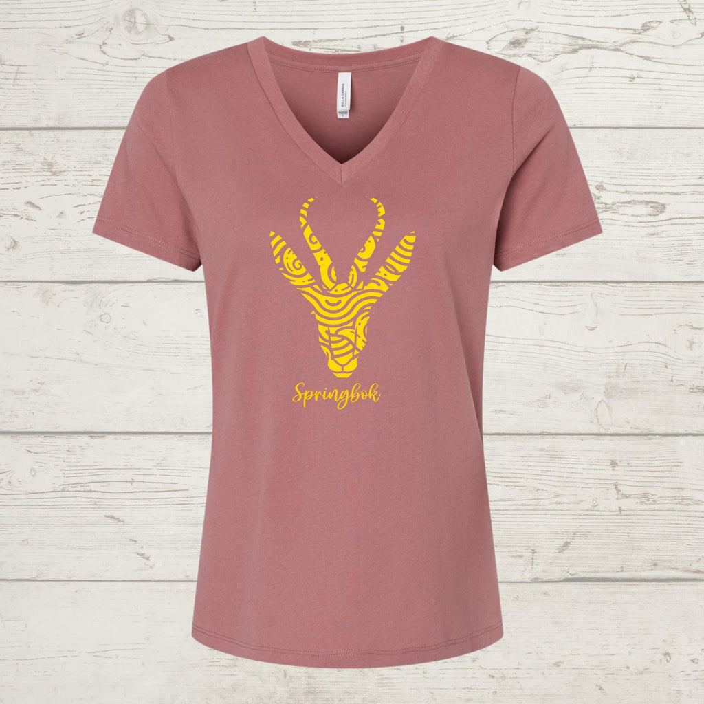Women's Springbok V-Neck T-Shirt: South African Rugby Fan Tee
