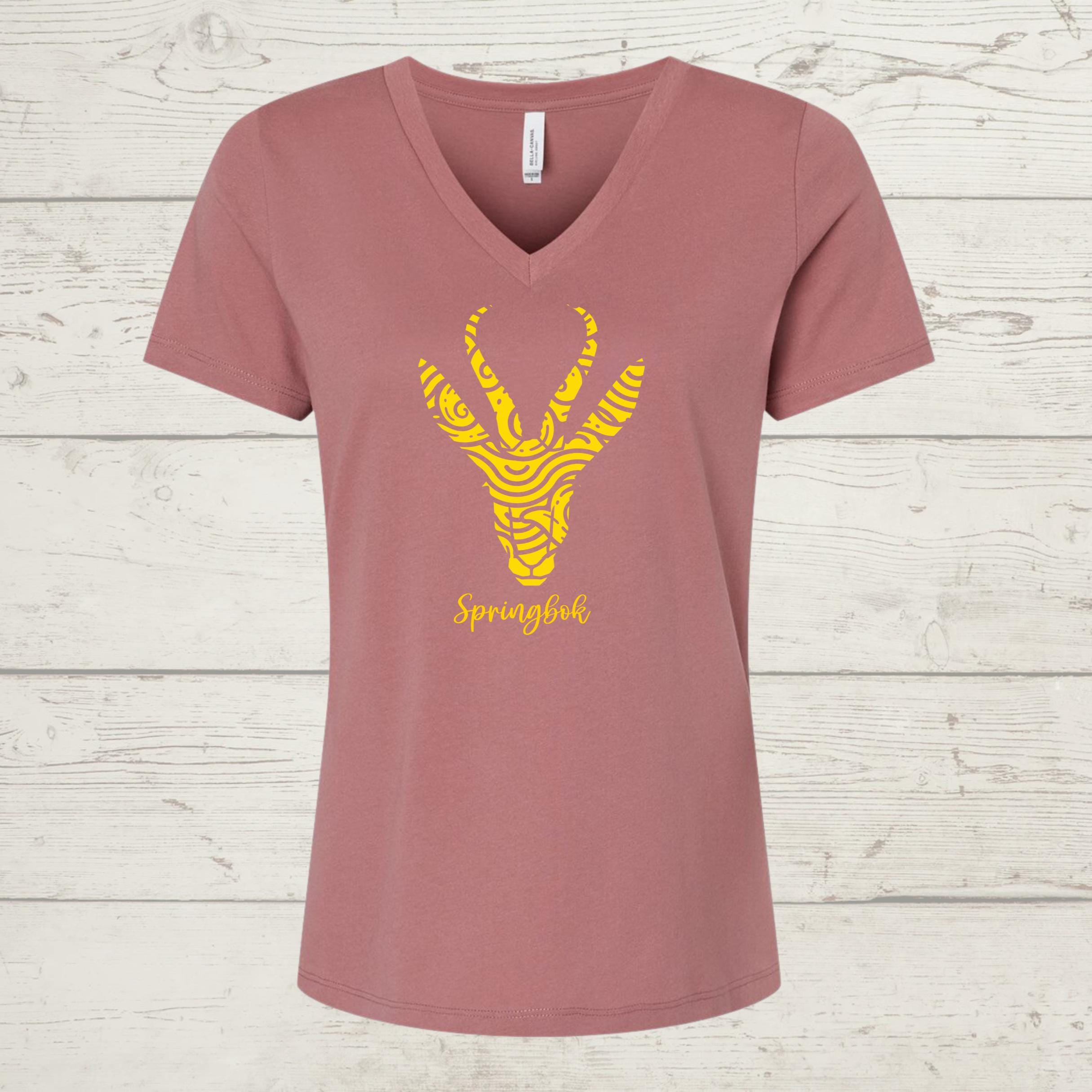 Women's Springbok V-Neck T-Shirt: South African Rugby Fan Tee