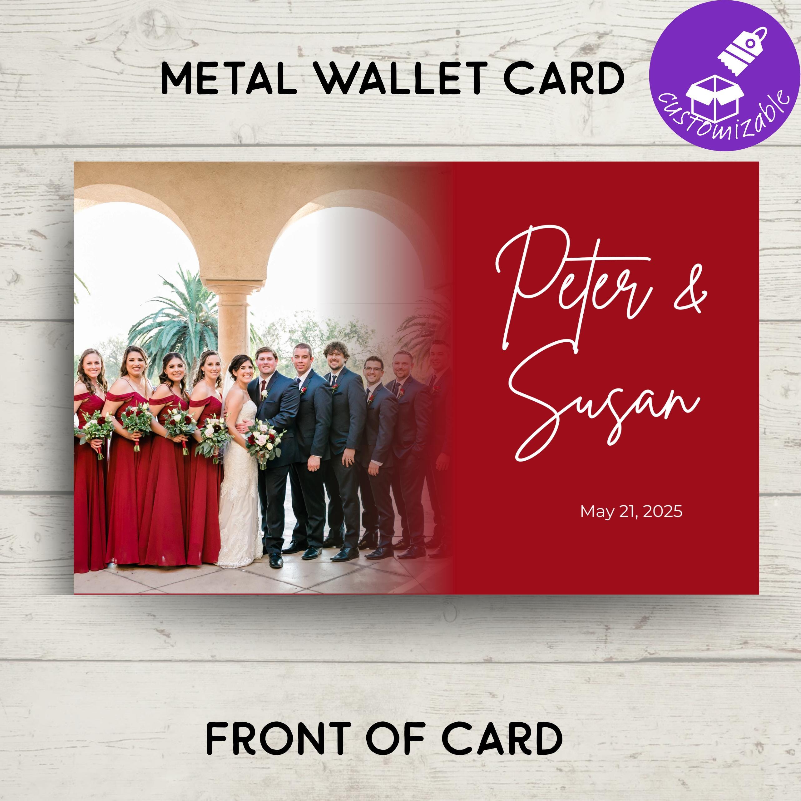 Personalized Metal Wallet Card • Wedding Photo & Vows Keepsake