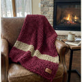 Cozy, Rustic, Chunky Chenille Hand Knit Blanket / Throw with Customized Leather Tag