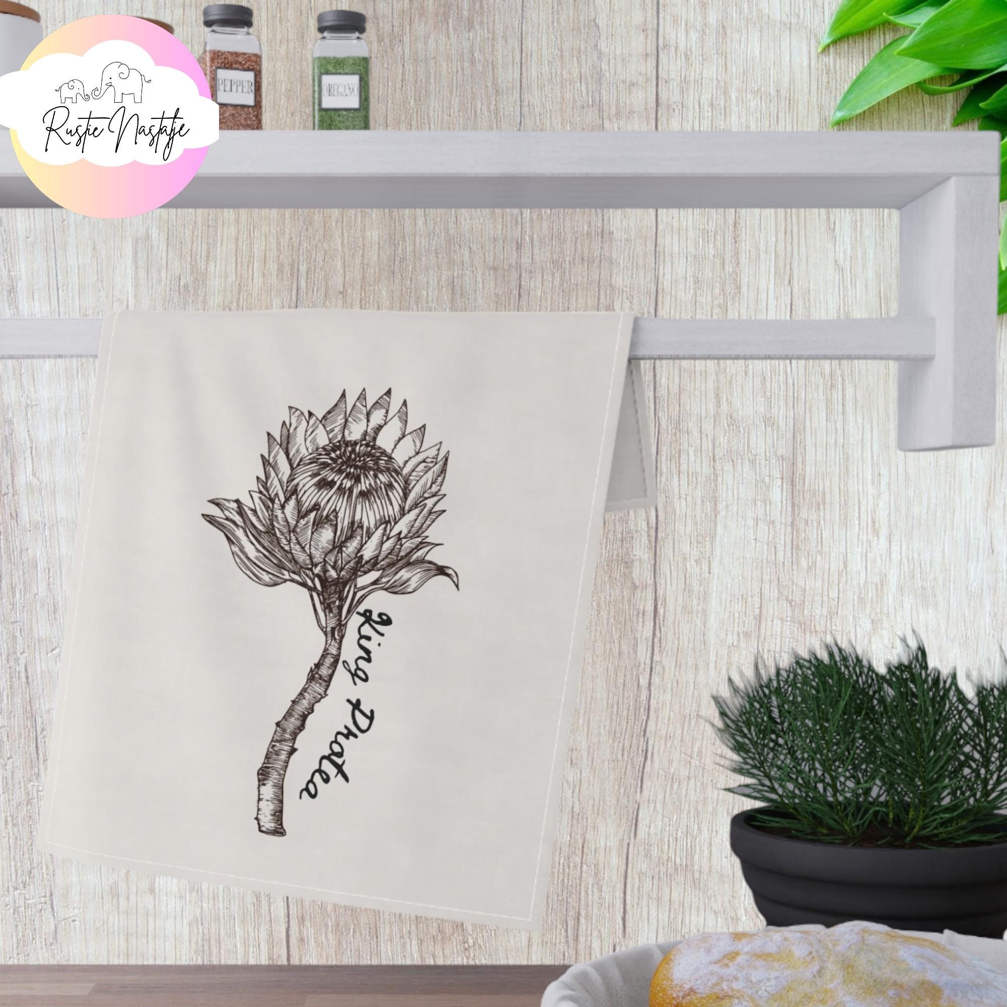 Protea Sketch Kitchen Towel: South African Floral Linens