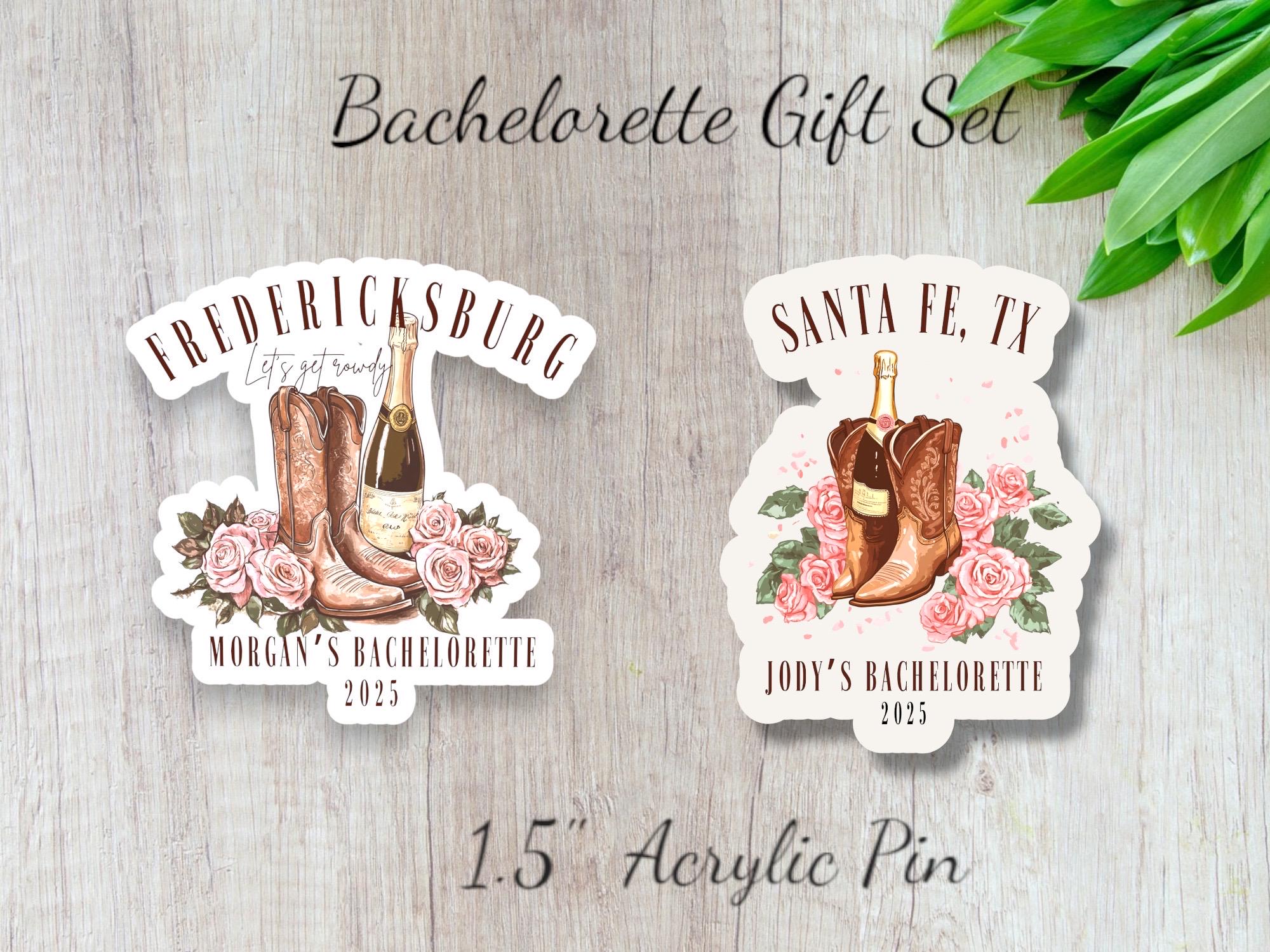 Custom Bachelorette Gift Set: Magnetic Bookmark & Acrylic Pin
