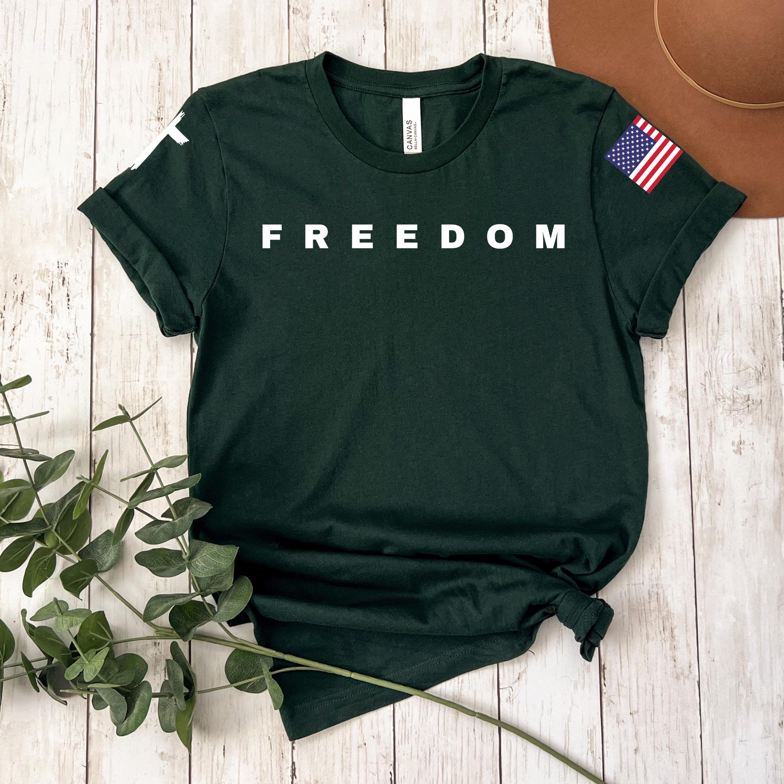 Christian Freedom T-Shirt: Patriotic Flag, Jesus Died Charlie Kirk