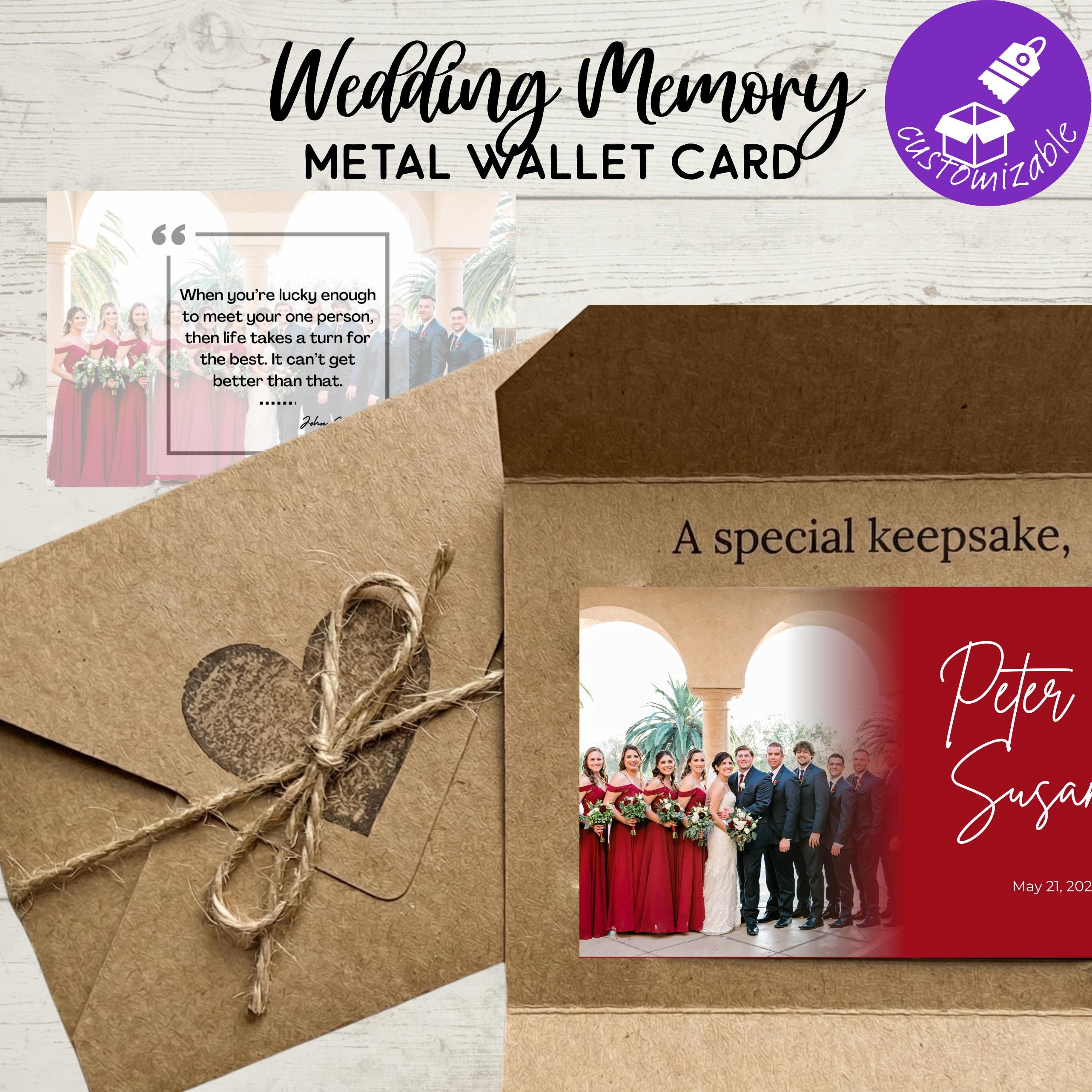 Personalized Metal Wallet Card • Wedding Photo & Vows Keepsake