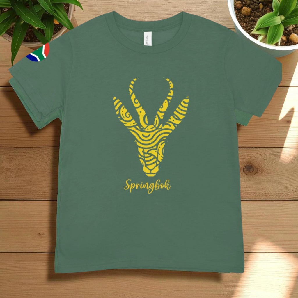 South Africa Rugby Kids T-Shirt: Springbok Supporter Green & Gold