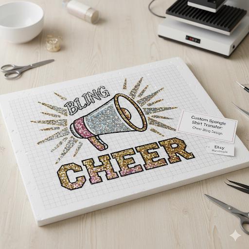 Custom Spangle Shirt Transfer: Cheer Design