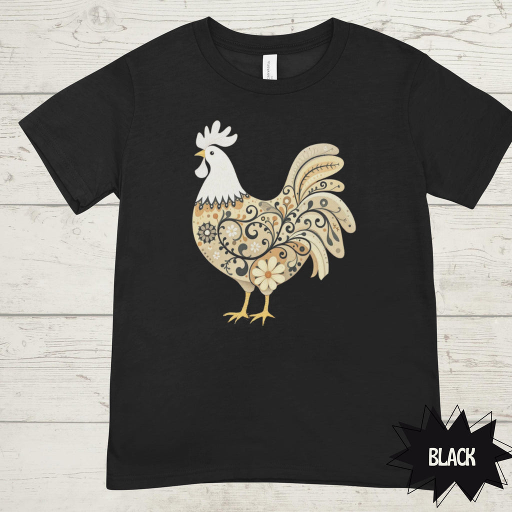 Forrest Green Rooster Shirt: Rustic Farmhouse Cotton Graphic Tee