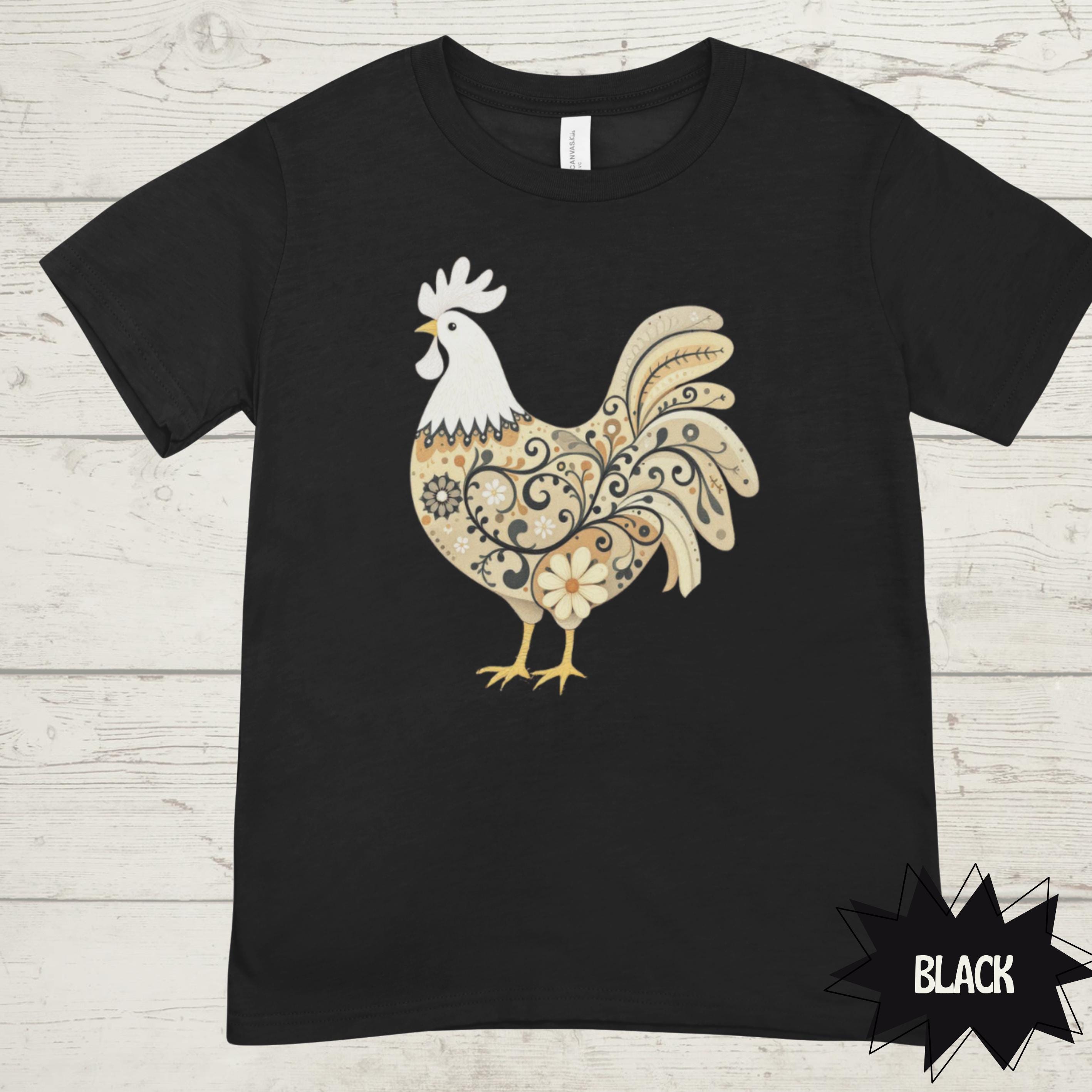 Forrest Green Rooster Shirt: Rustic Farmhouse Cotton Graphic Tee