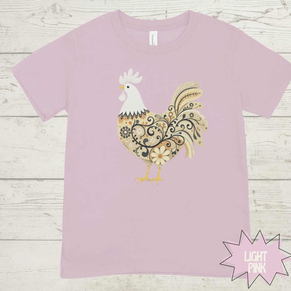 Forrest Green Rooster Shirt: Rustic Farmhouse Cotton Graphic Tee
