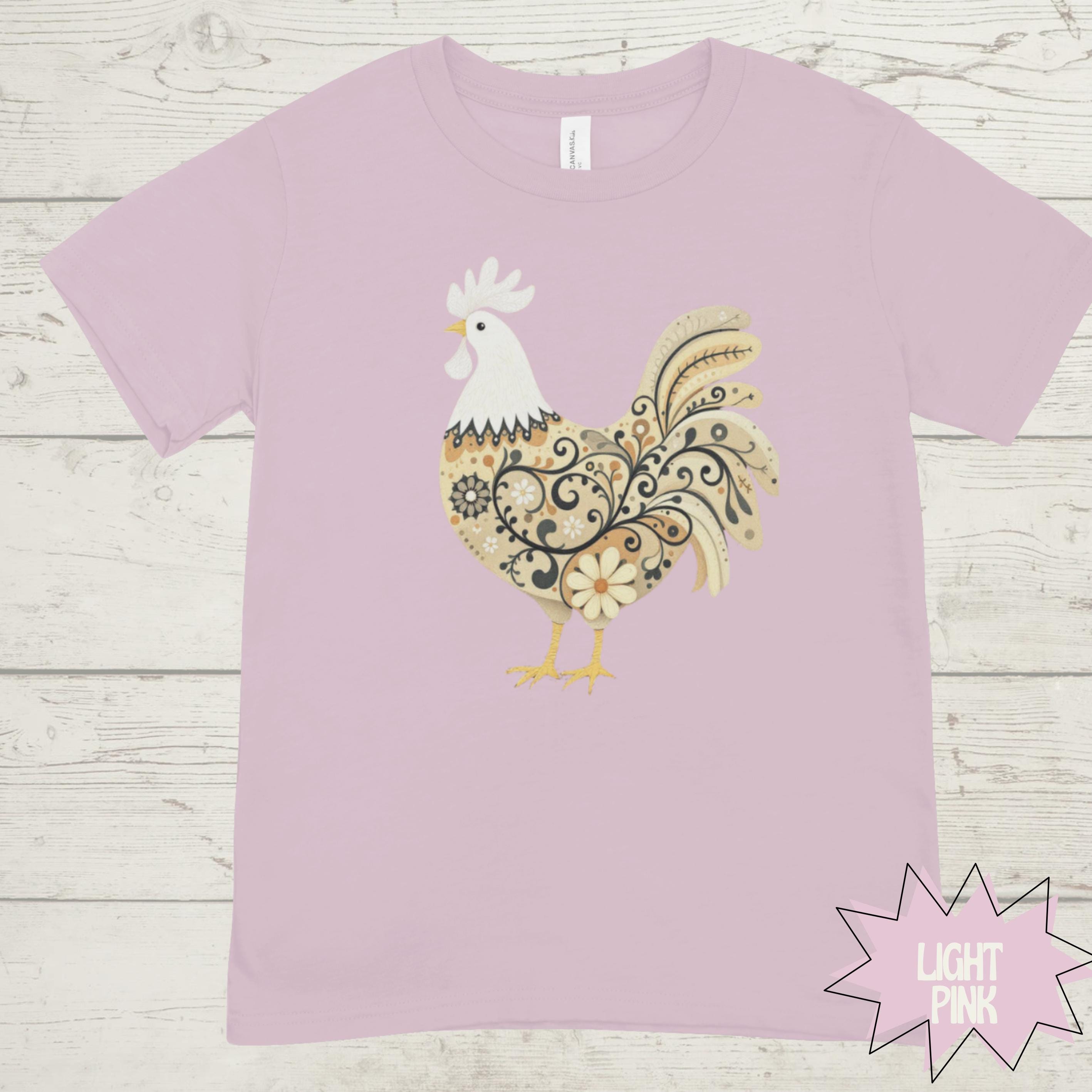 Forrest Green Rooster Shirt: Rustic Farmhouse Cotton Graphic Tee