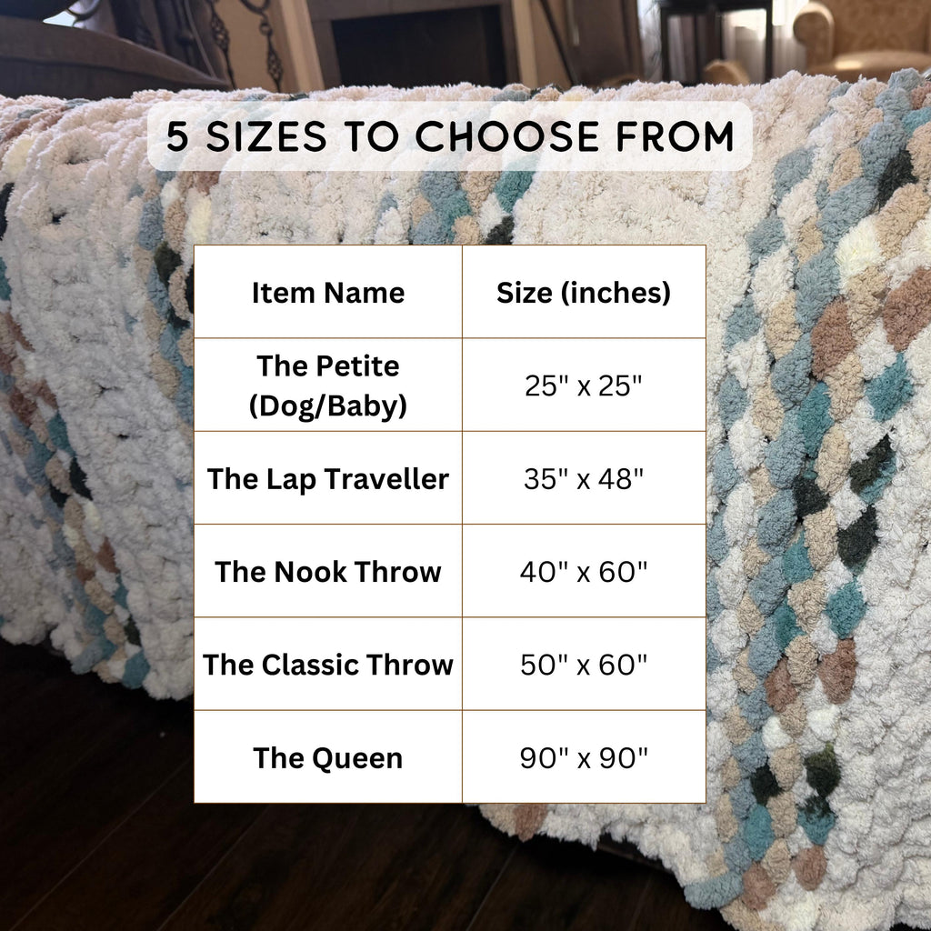 Chunky Knit Chenille Throw Blanket, Cream & Teal, Pet Friendly