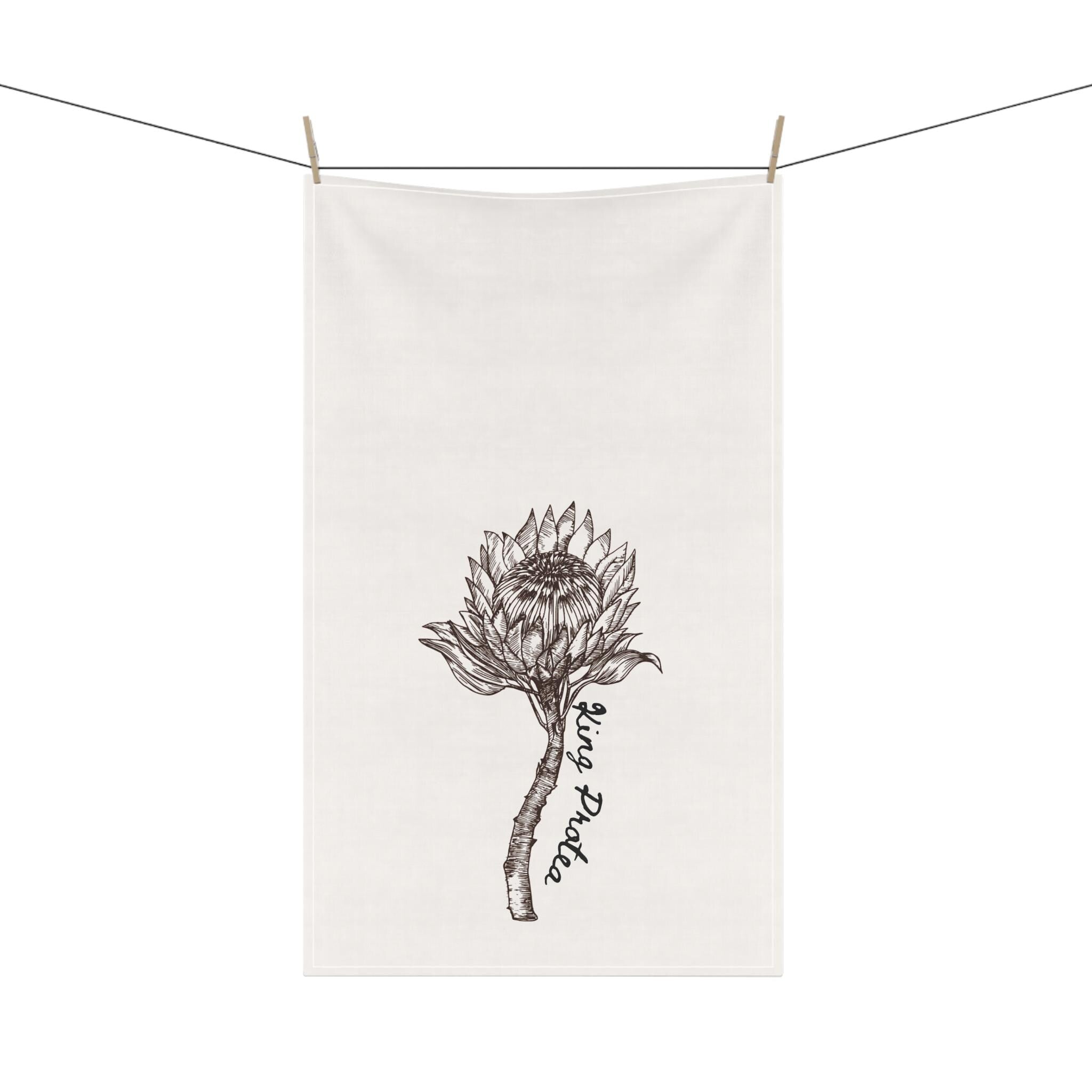Protea Sketch Kitchen Towel: South African Floral Linens