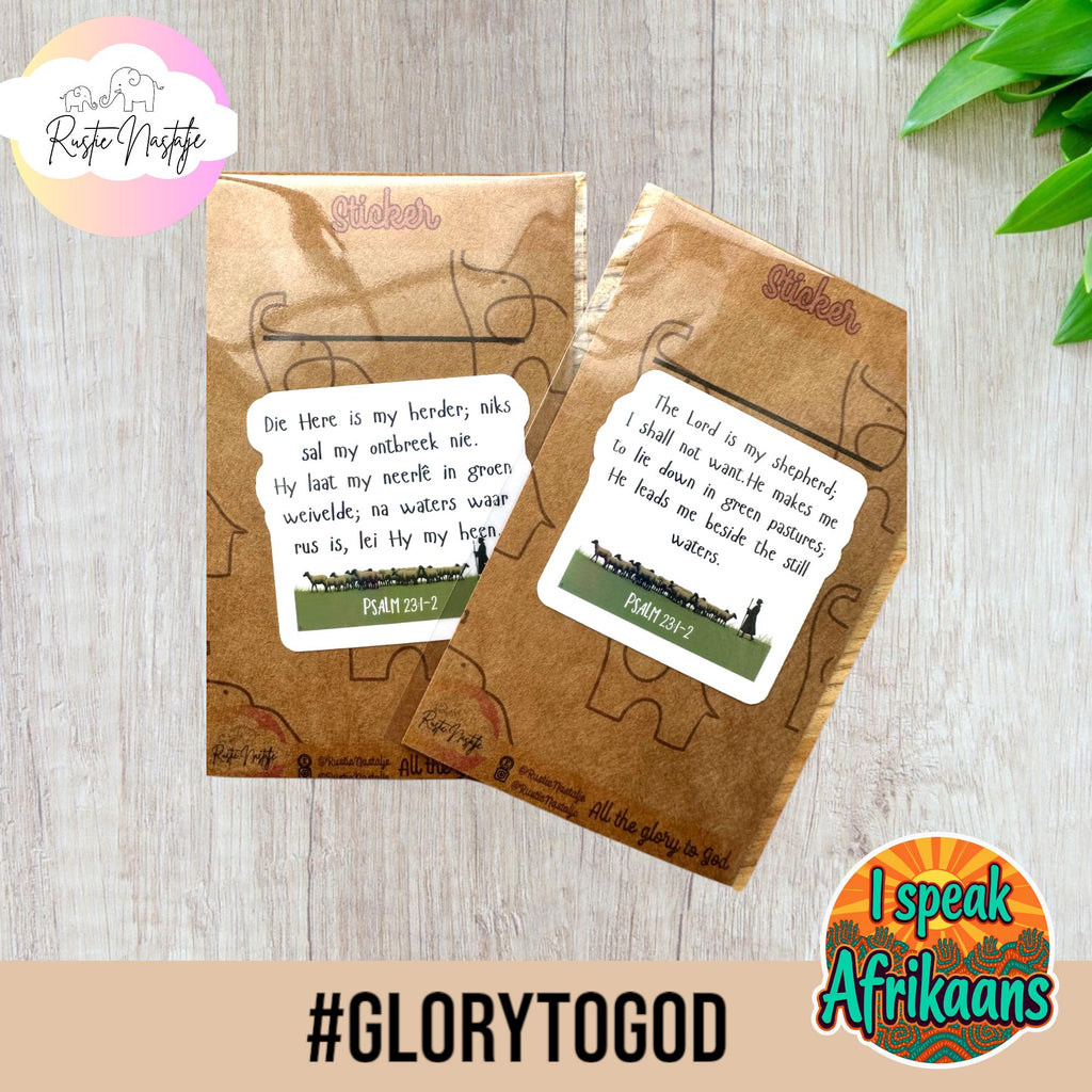 Psalm 23: Afrikaans Bible Verse Sticker - Waterproof Christian Decal