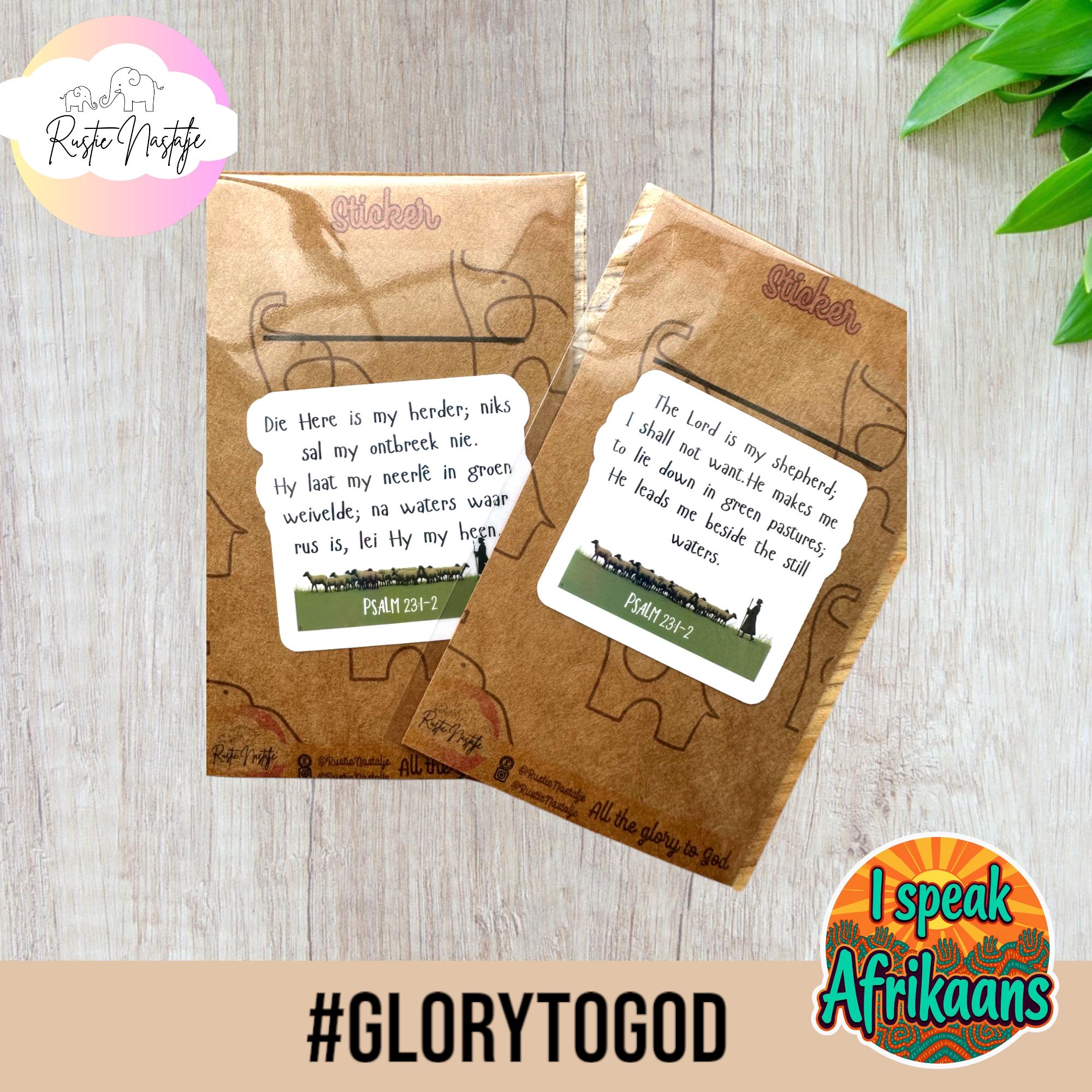 Psalm 23: Afrikaans Bible Verse Sticker - Waterproof Christian Decal