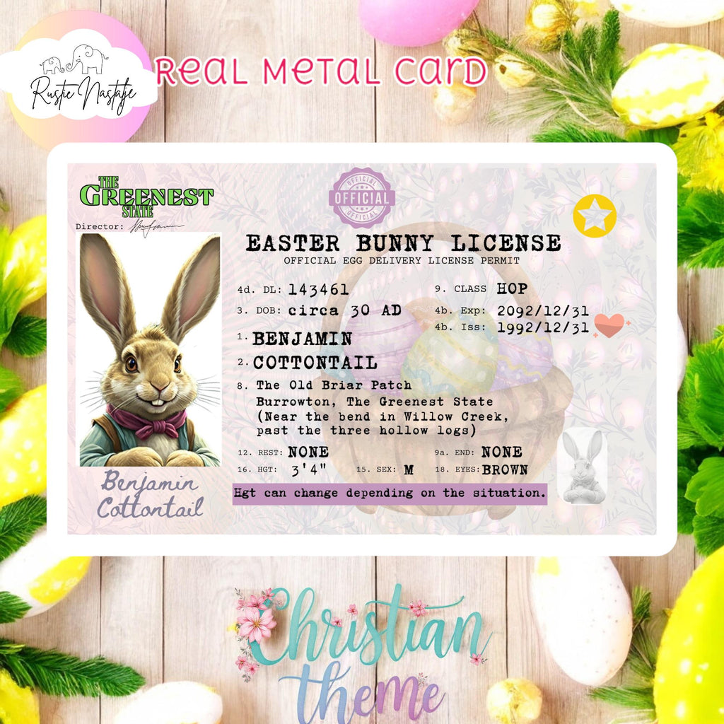 Easter Bunny License Metal Card: Collectible Easter Gift
