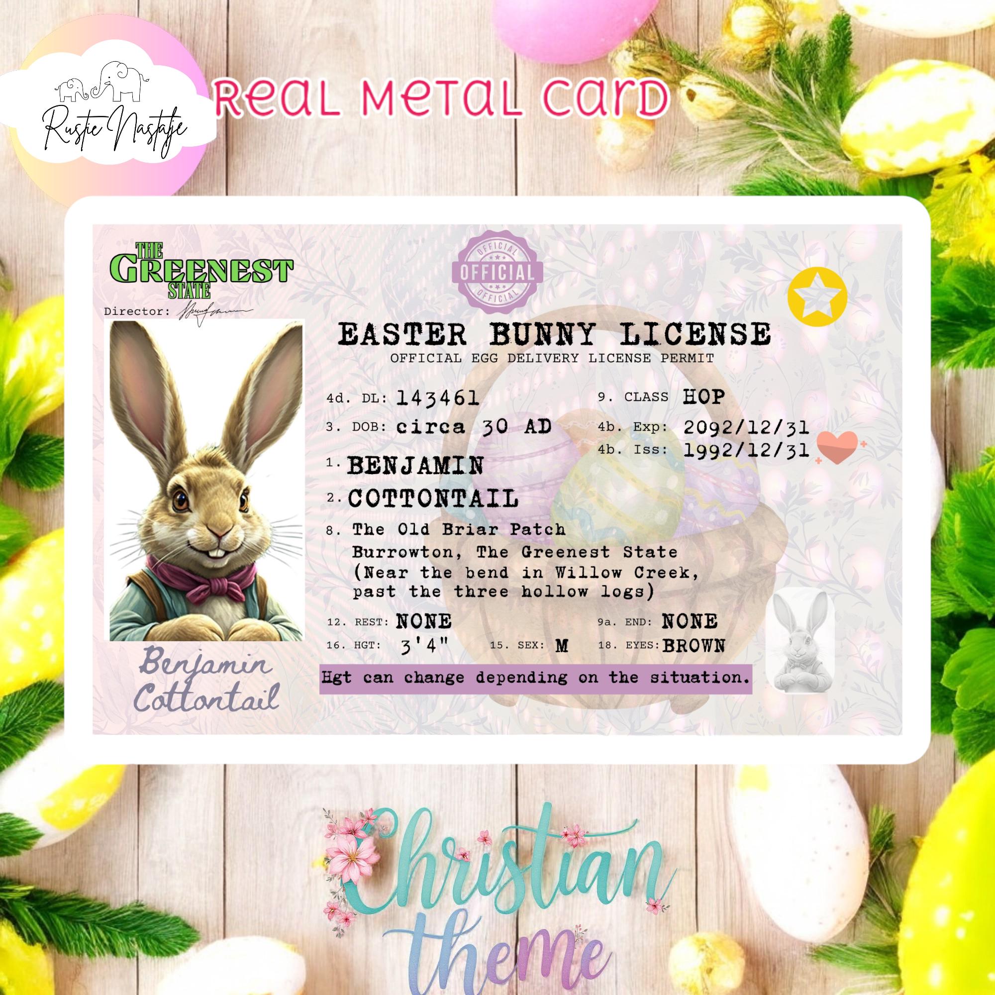 Easter Bunny License Metal Card: Collectible Easter Gift