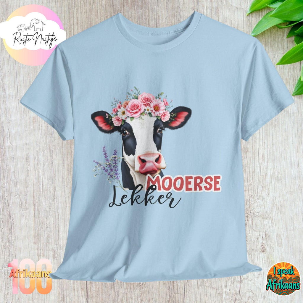 Mooerse Lekker Cow T-Shirt: Afrikaans Floral Farm Tee