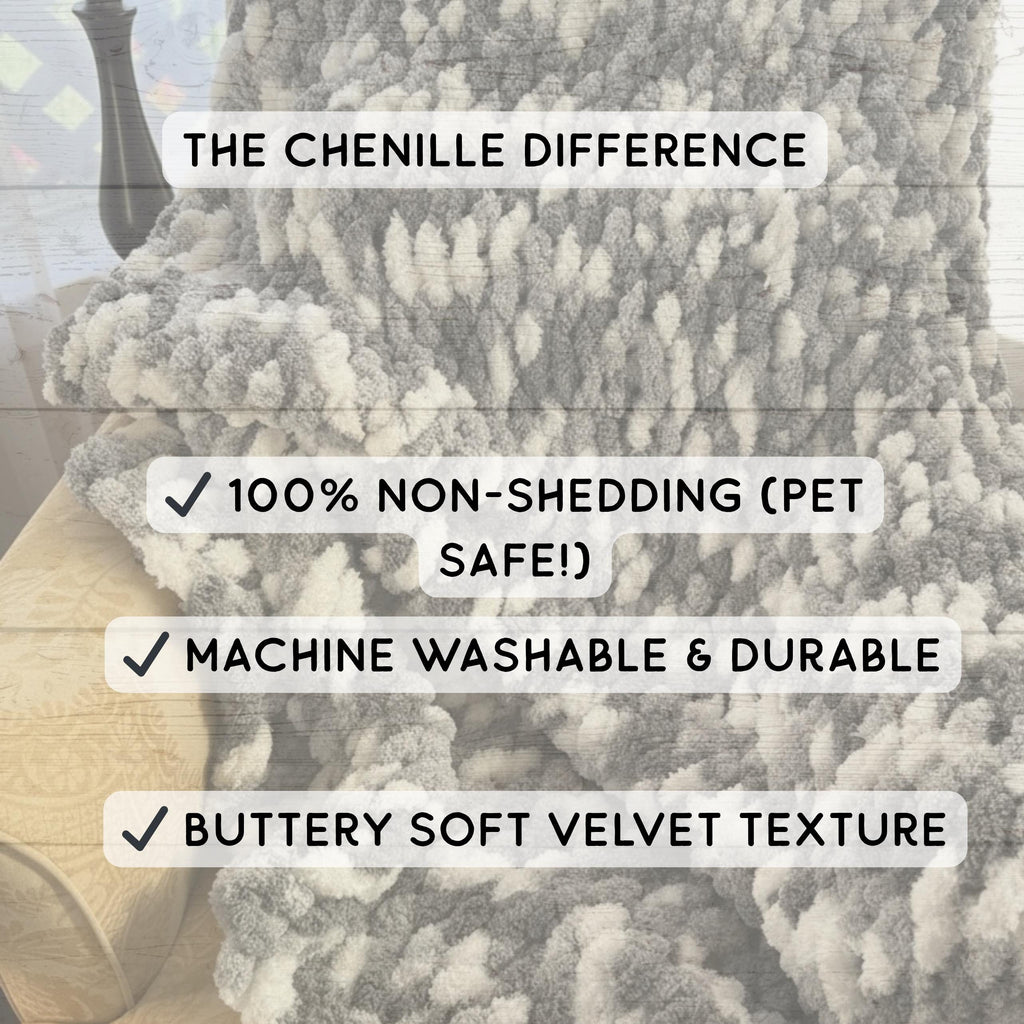 Personalized Monogram Chunky Knit Chenille Blanket Christmas gift