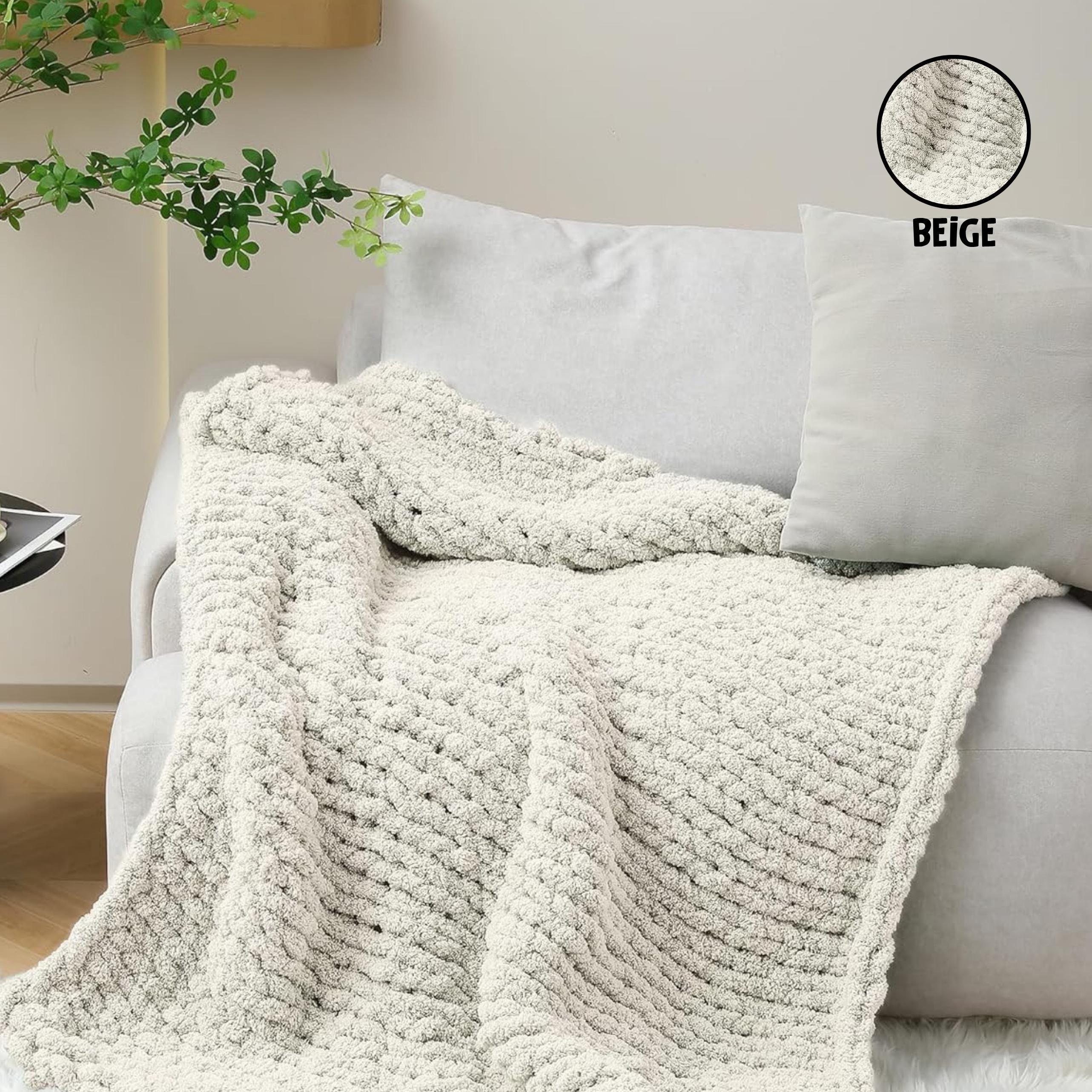 Personalized Monogram Chunky Knit Chenille Blanket Christmas gift