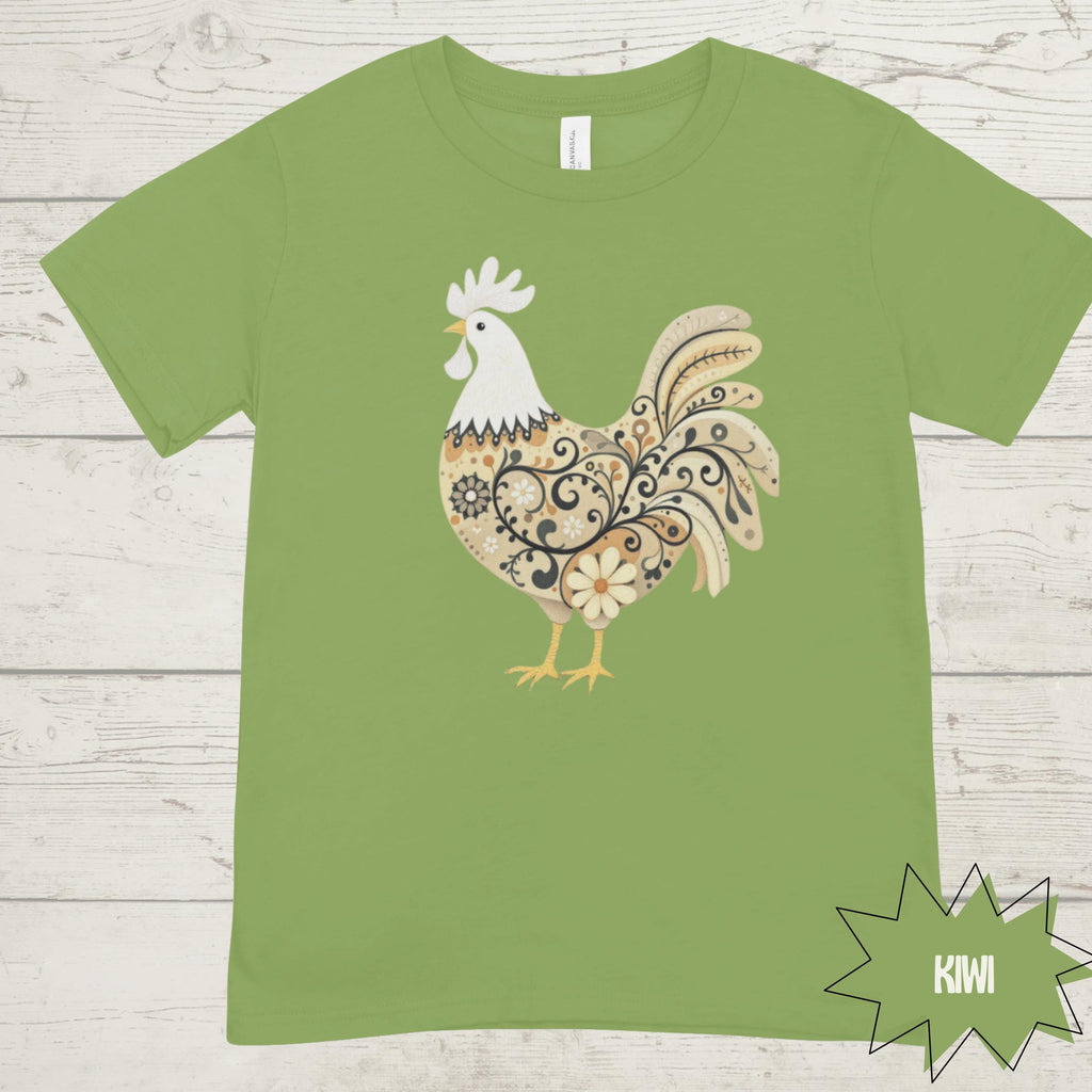 Forrest Green Rooster Shirt: Farmhouse Chic Cotton Graphic Tee