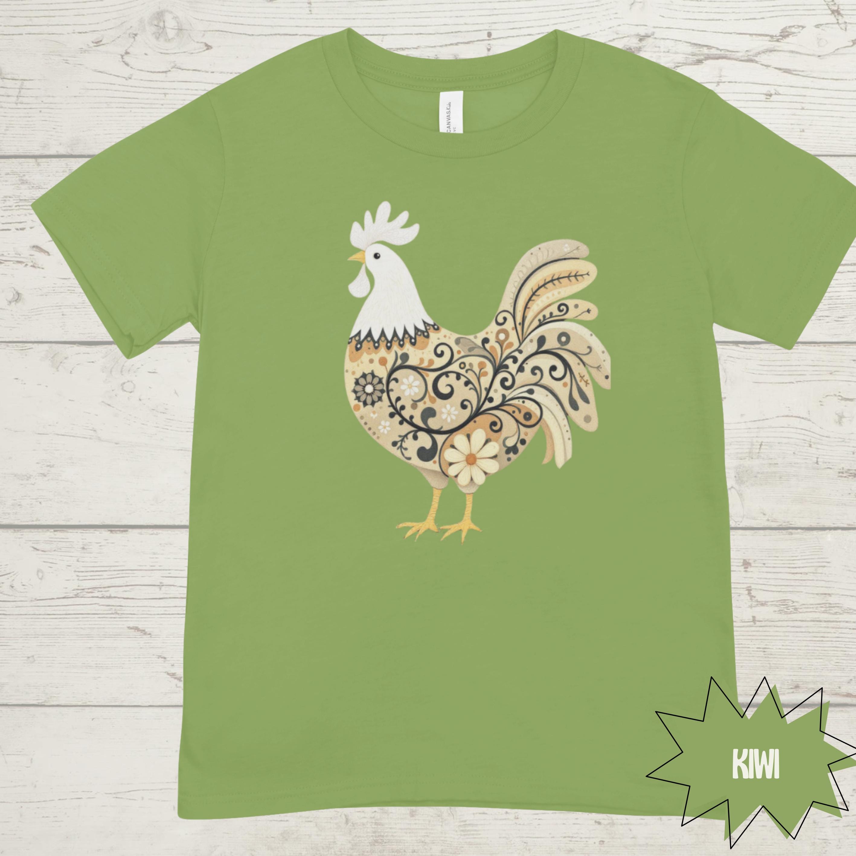 Forrest Green Rooster Shirt: Farmhouse Chic Cotton Graphic Tee