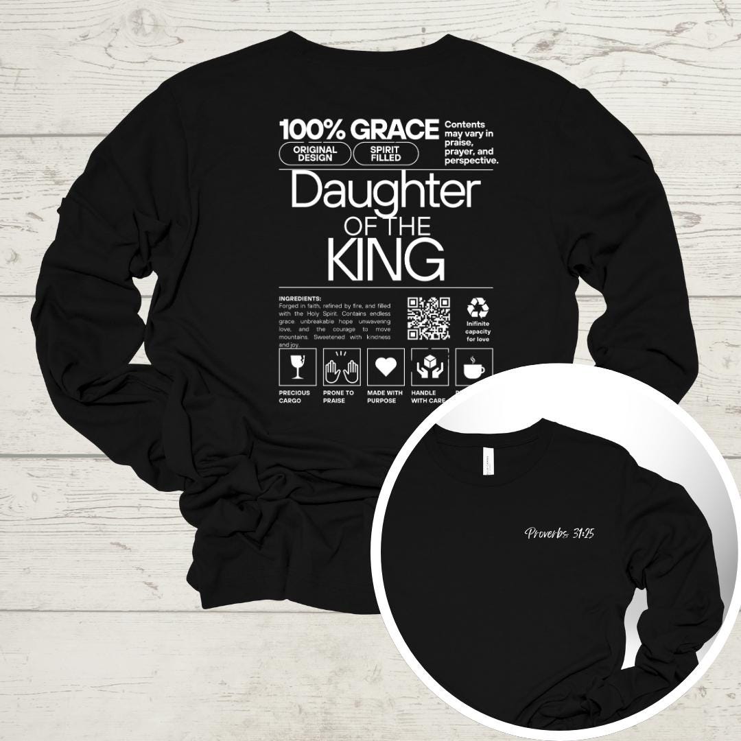 Daughter of the King T-Shirt | 100% Grace | Inspirational Christian Apparel