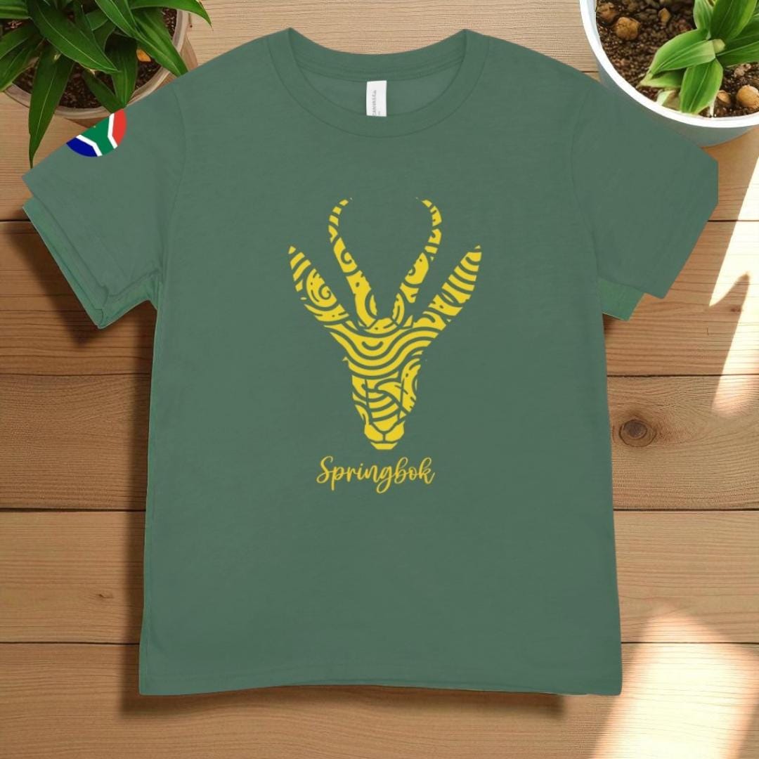 Springbok Rugby T-Shirt: South Africa Supporter Tee, African Tribal Design