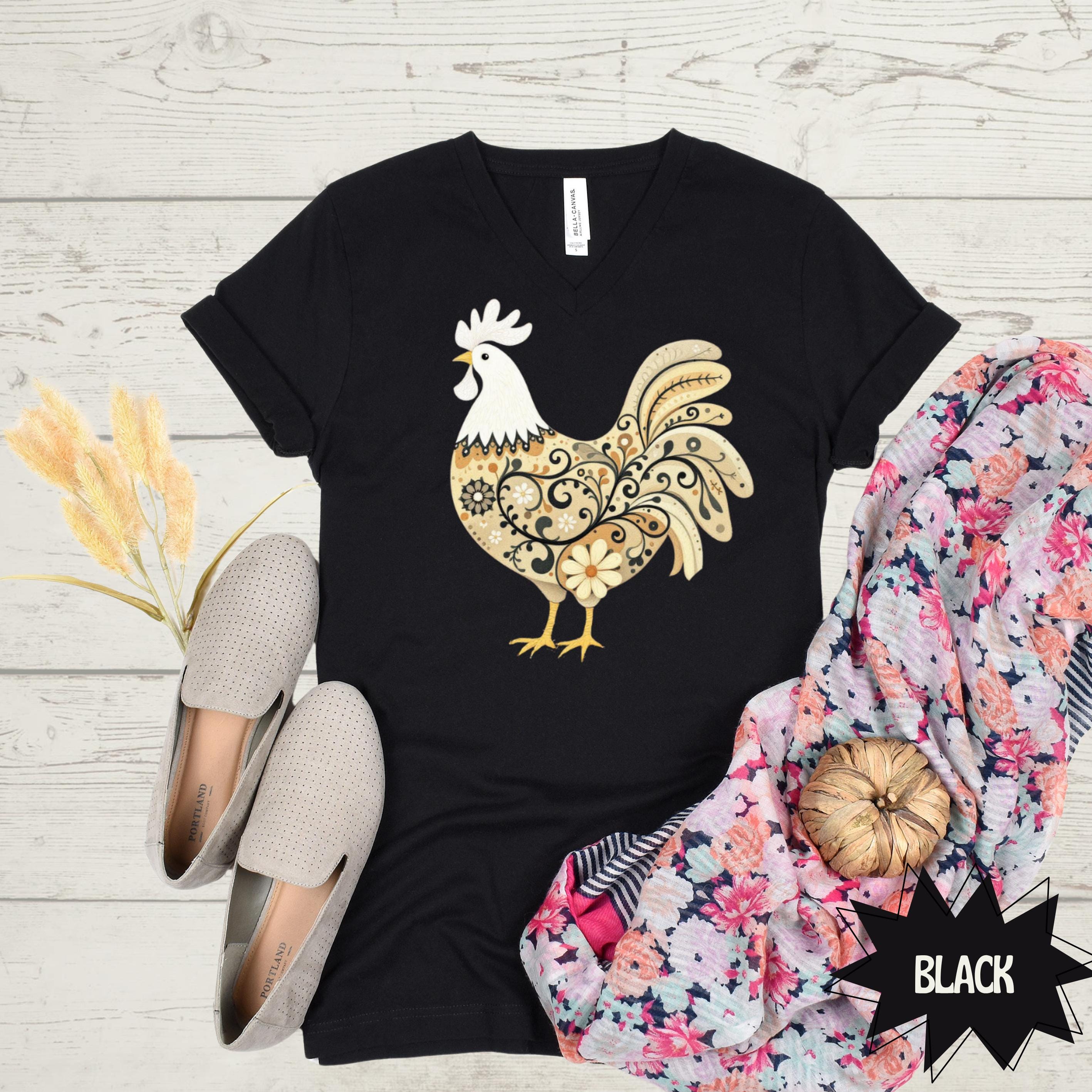 Forrest Green Rooster Shirt: Farmhouse Chic Cotton Graphic Tee