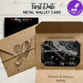 Personalized Metal Wallet Card Insert •Custom Map & Calendar Date Keepsake • Boyfriend Husband Gift
