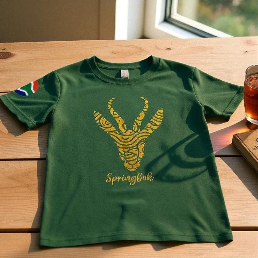 Springbok Rugby T-Shirt: South Africa Supporter Tee, African Tribal Design