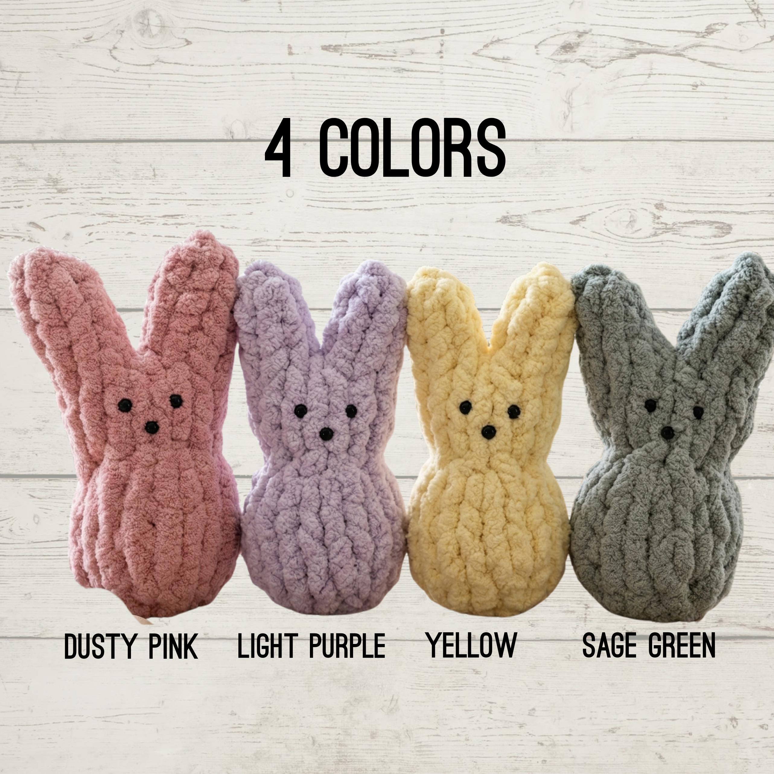 Chunky Knit Easter Peep Plush | Stuffed Bunny Toy | Crochet Baby Bunny Basket Stuffer | Pastel Spring Home Decor | Rustic Handmade Gift