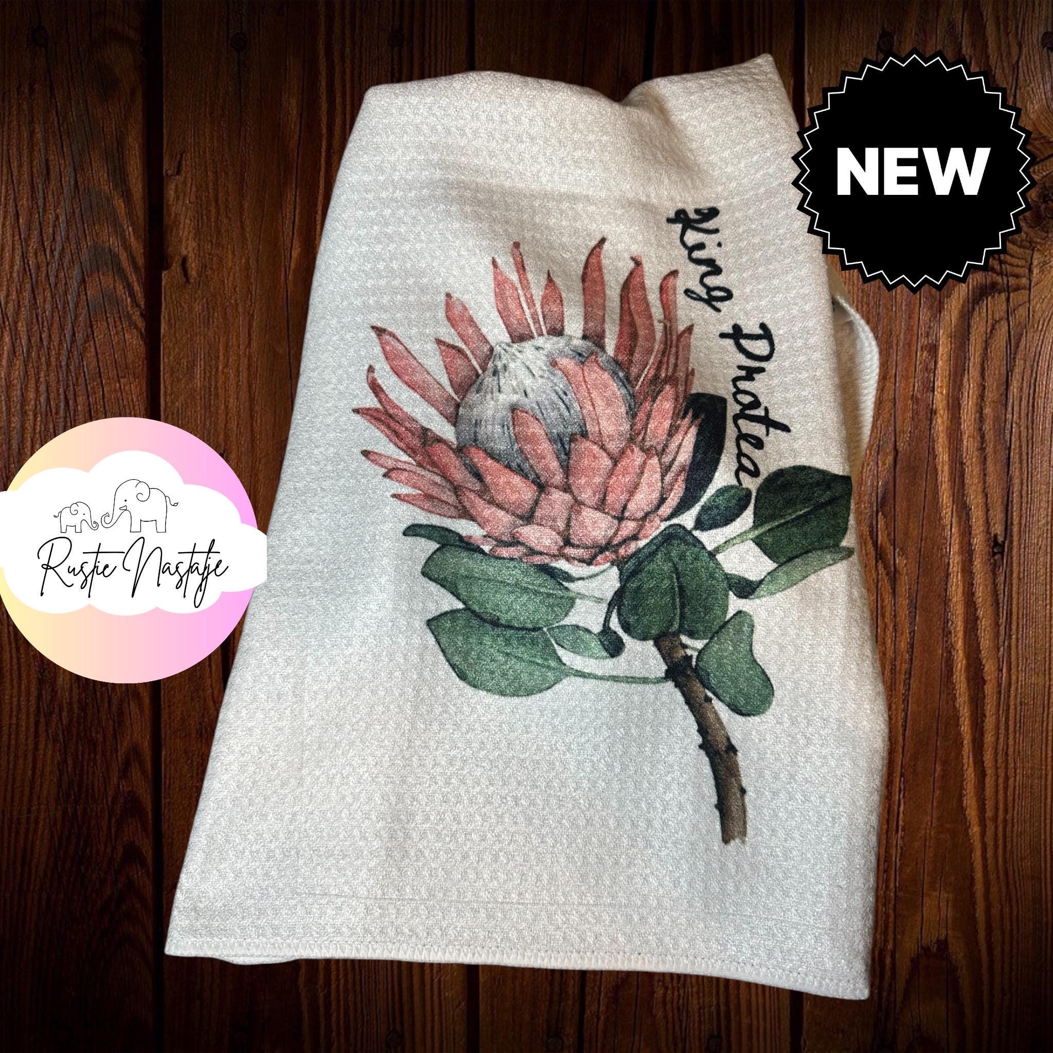 Protea Tea Towel: South African Floral Kitchen Linens