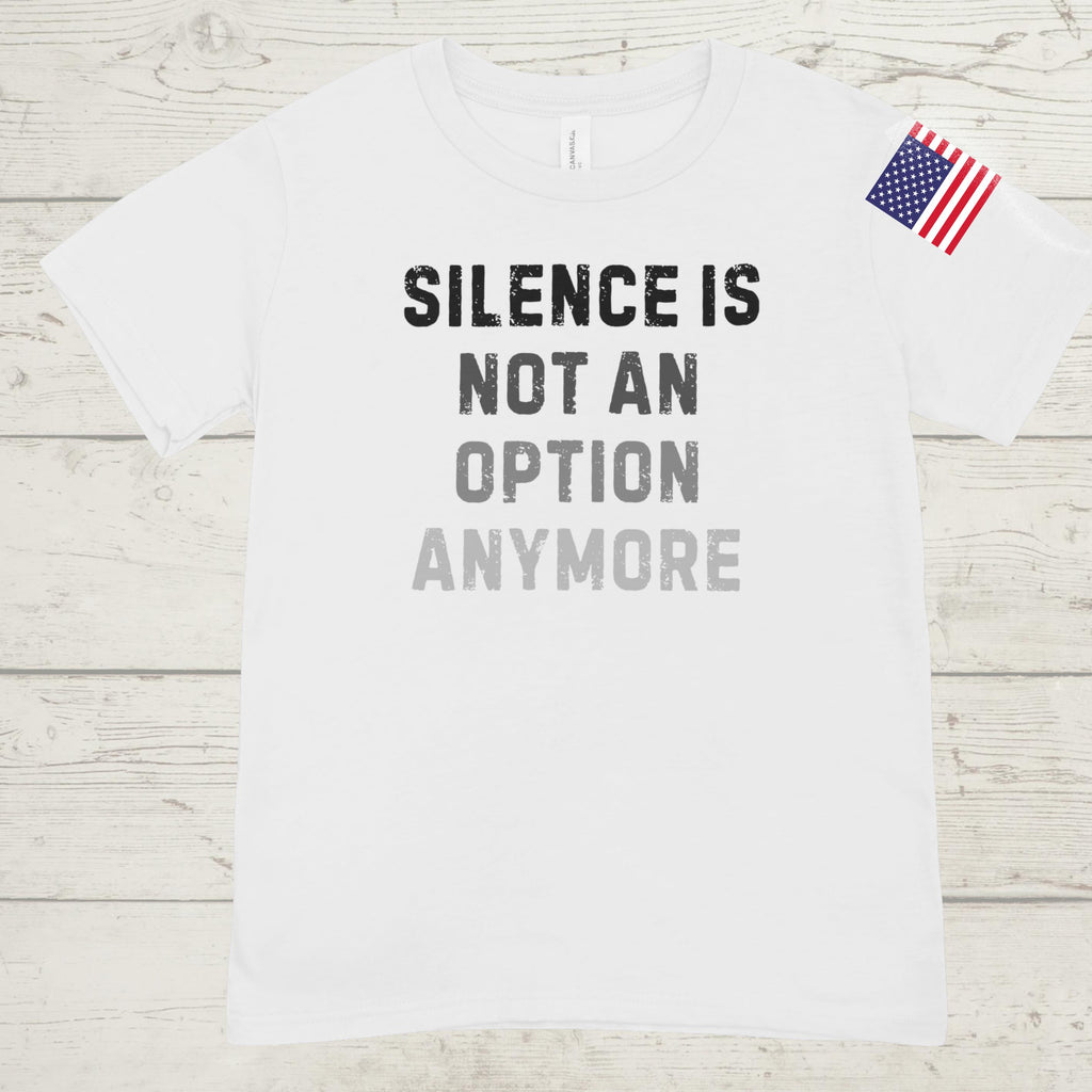 Silence Is Not An Option Anymore Shirt, Charlie Kirk Inspired Tee with USFlag
