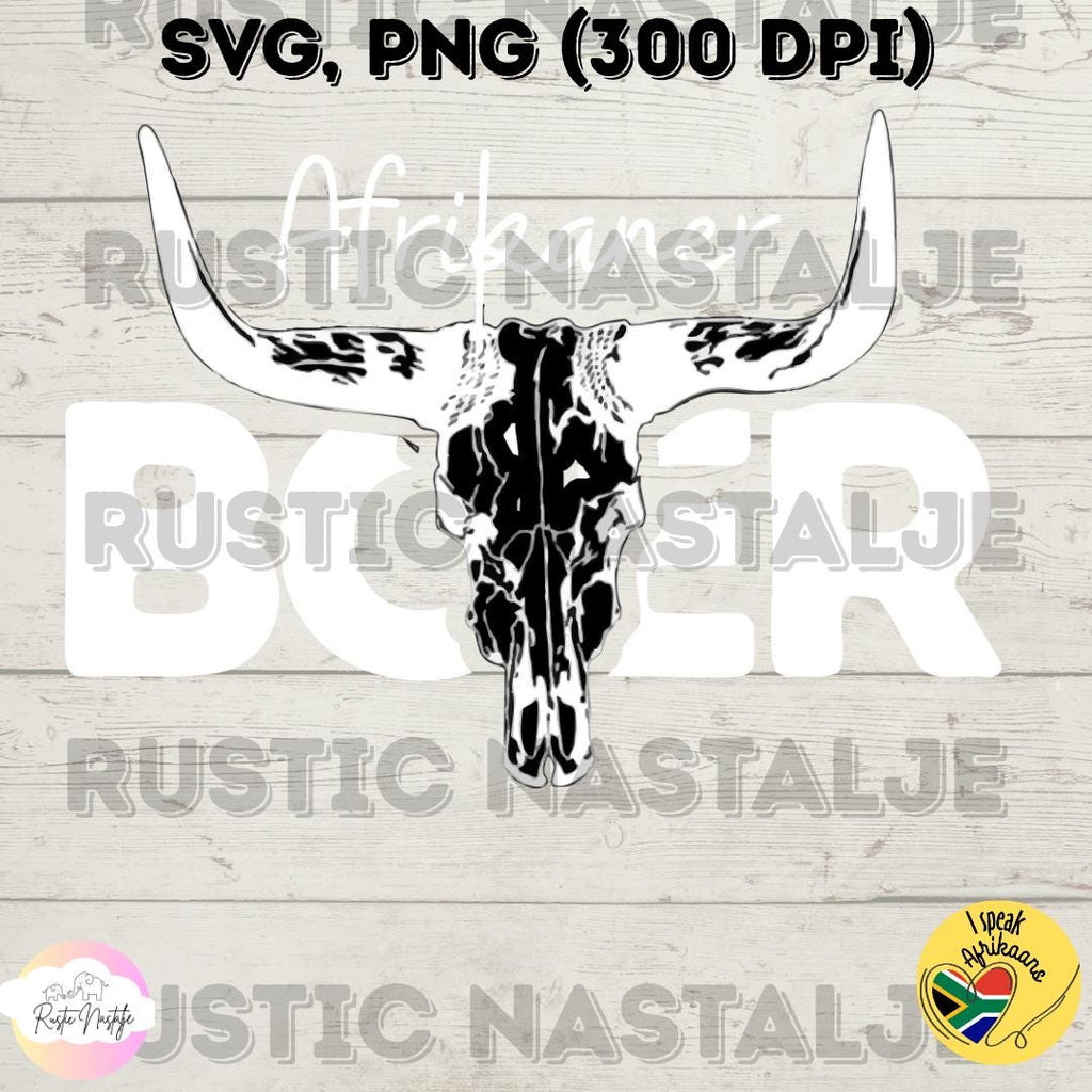 Afrikaner Boer Bull Skull SVG: South African Heritage (Digital Download)