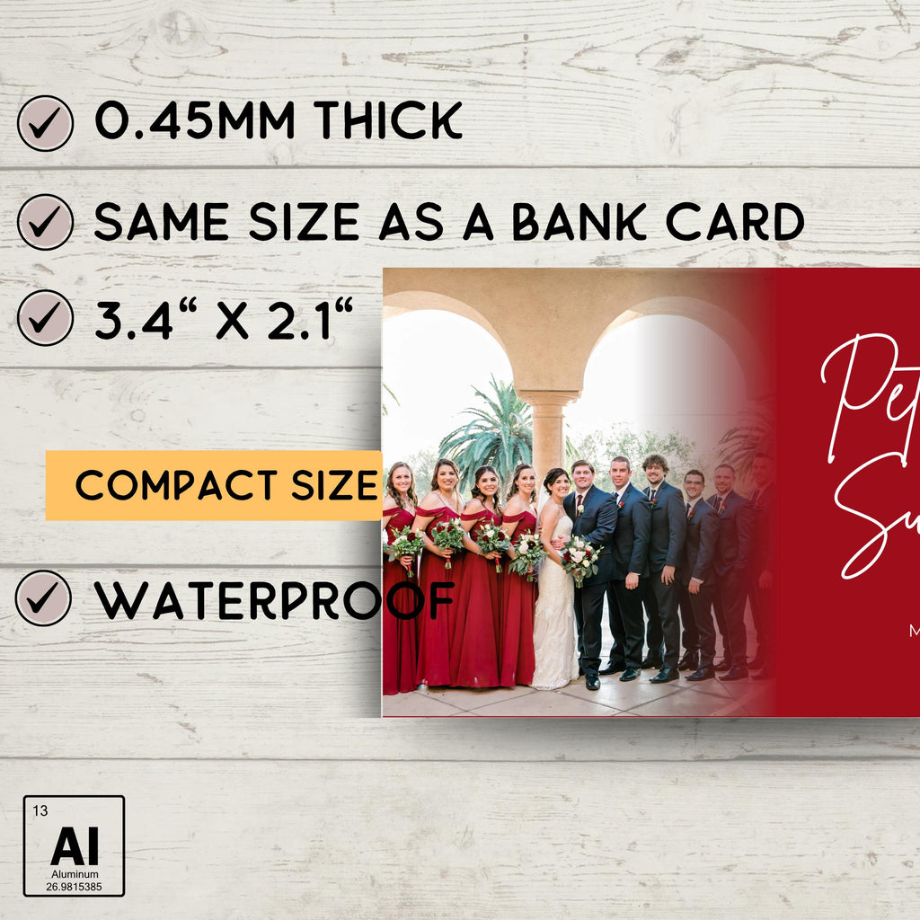 Personalized Metal Wallet Card • Wedding Photo & Vows Keepsake