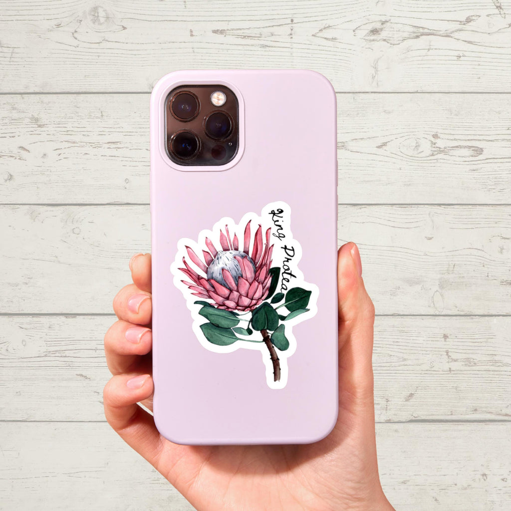 King Protea Sticker: Watercolor South African Flower Decal